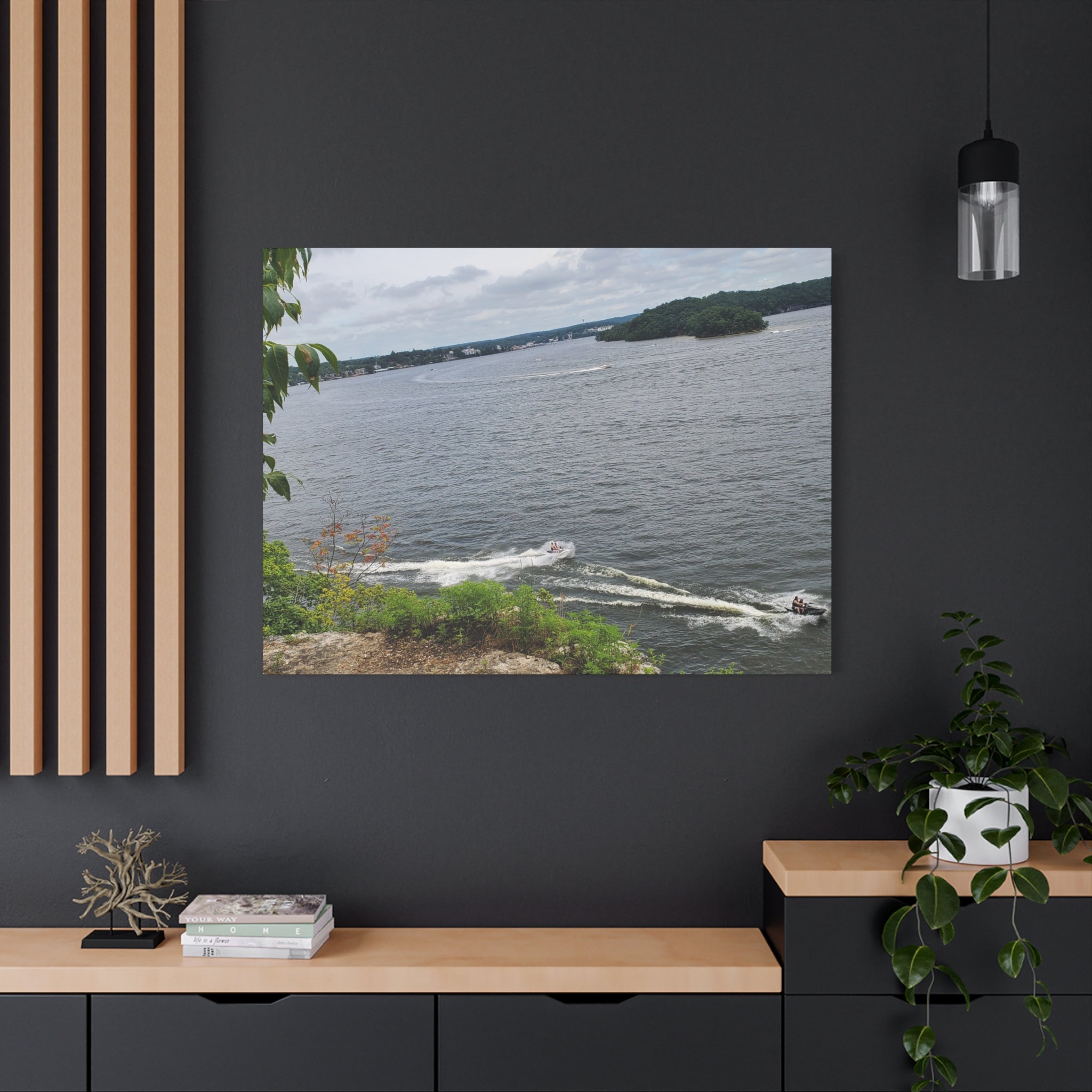 Lake View Speedboat Canvas