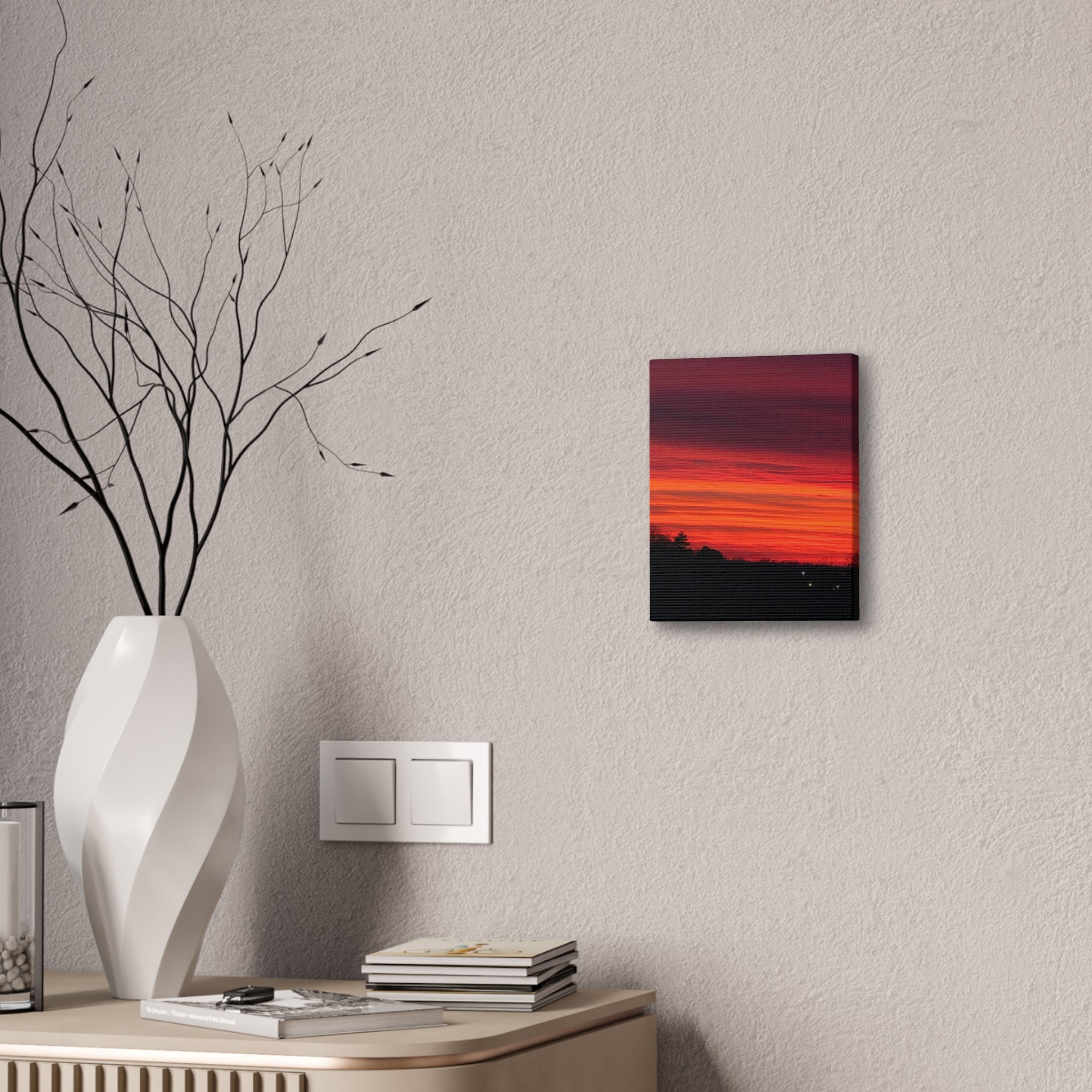 Sunset Sky Canvas Red Orange Horizon Wall Art