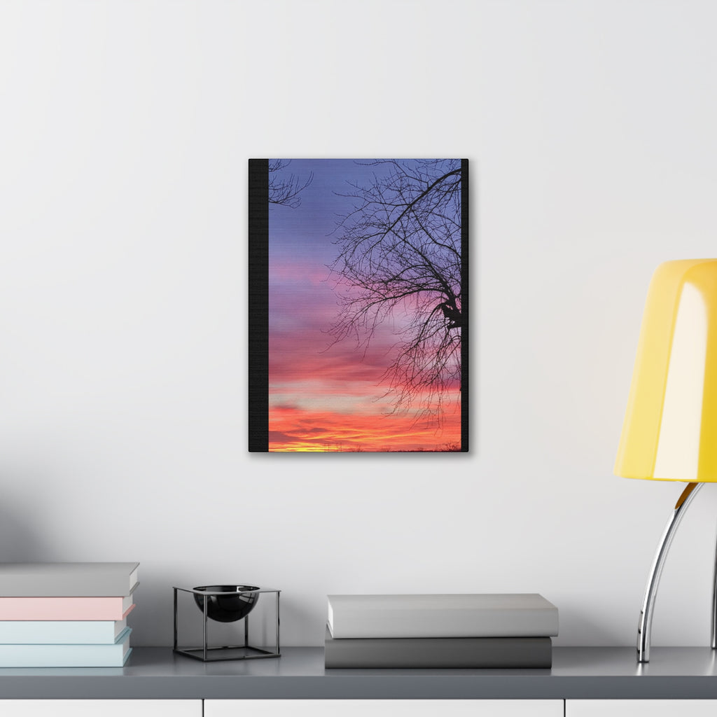Sunset Sky with Silhouette Tree Canvas
