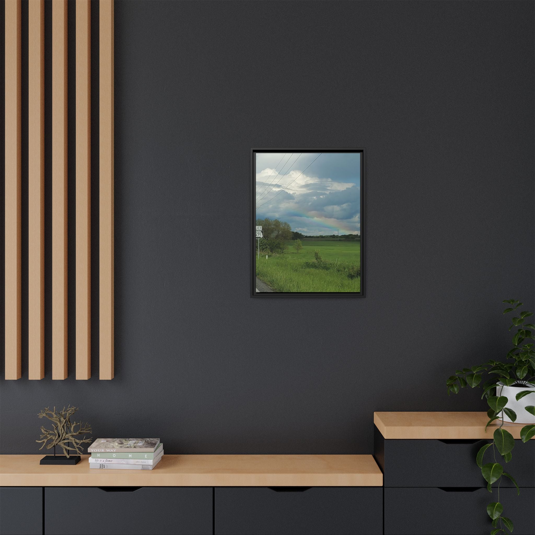 Rainbow Over Countryside Matte Canvas Framed