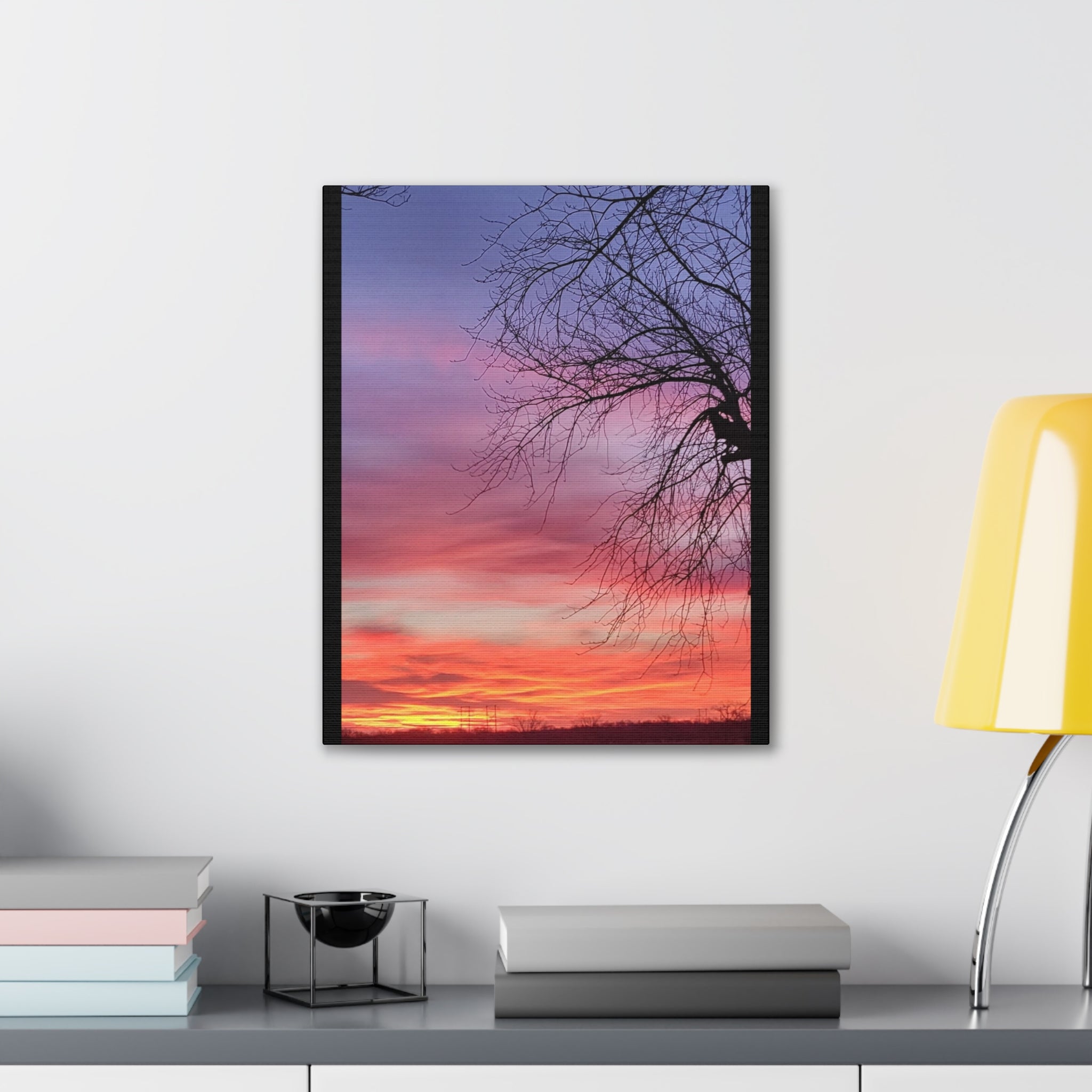 Sunset Sky with Silhouette Tree Canvas