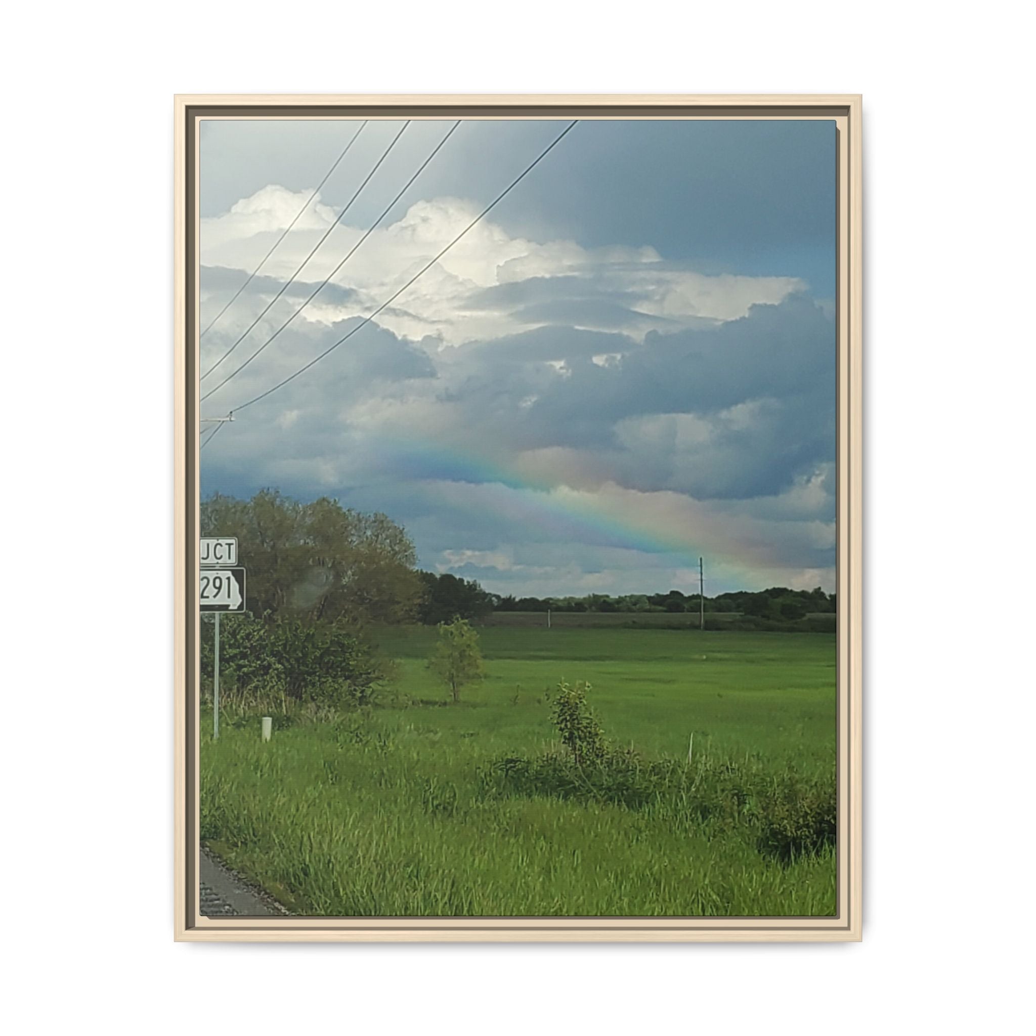 Rainbow Over Countryside Matte Canvas Framed