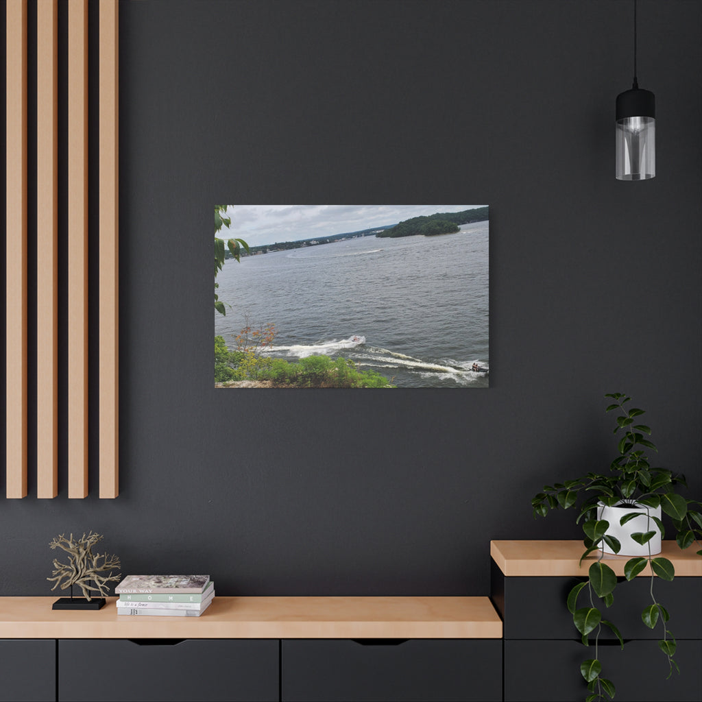 Lake View Speedboat Canvas