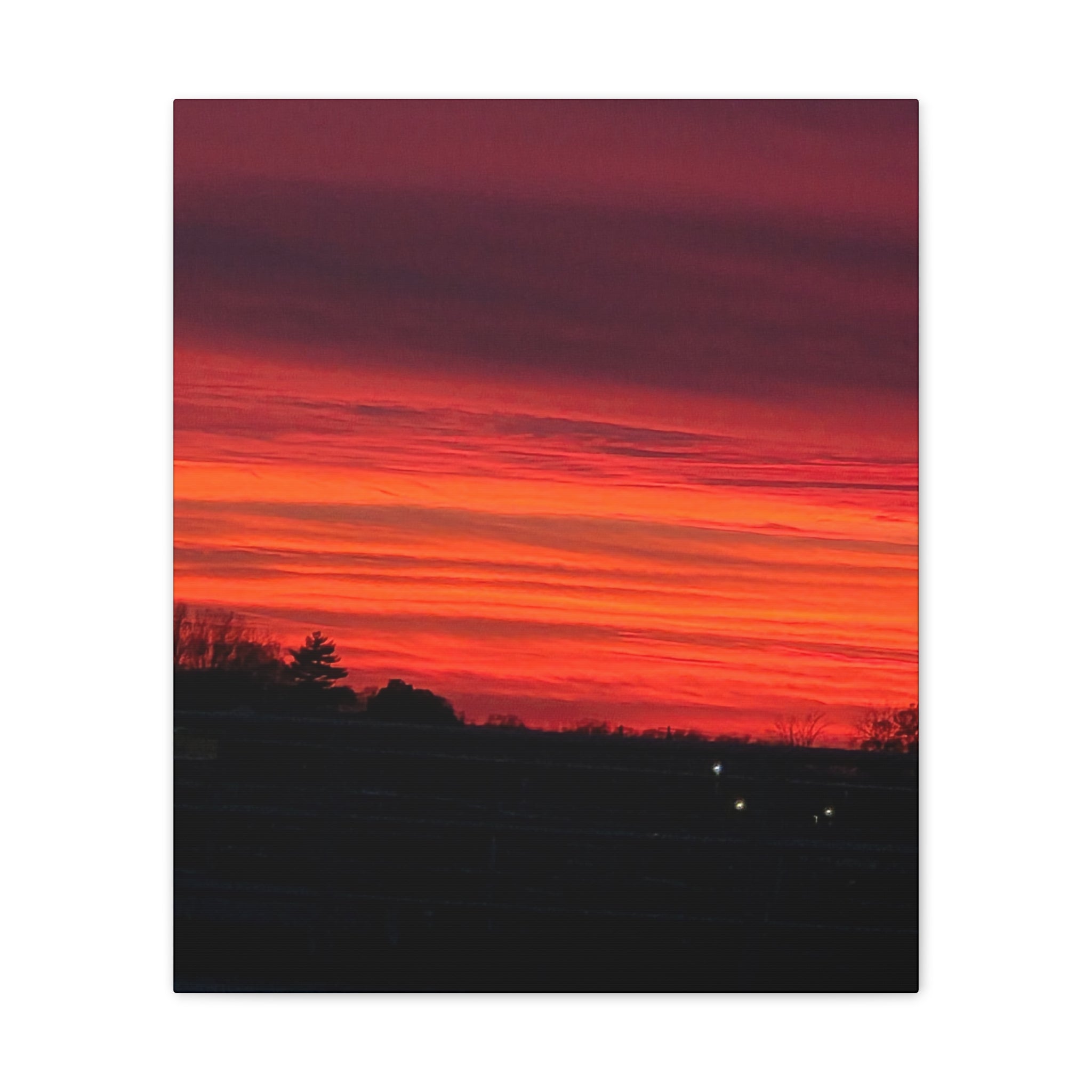 Sunset Sky Canvas Red Orange Horizon Wall Art