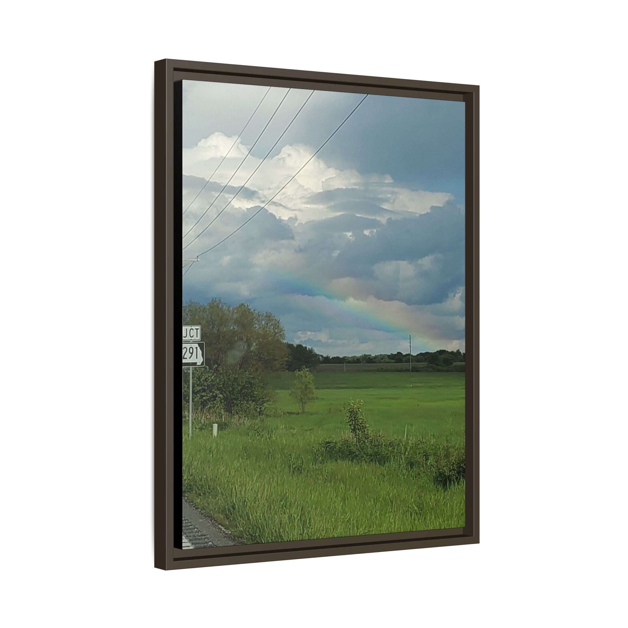 Rainbow Over Countryside Matte Canvas Framed