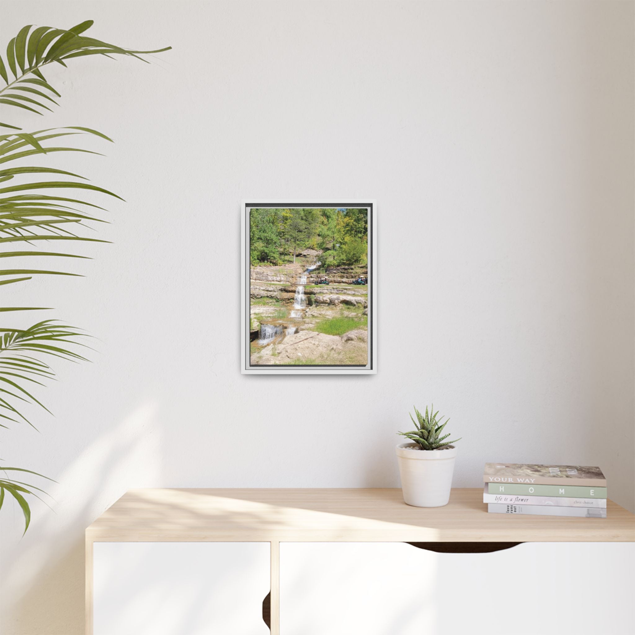 Waterfall Landscape Ozark Missouri Matte Canvas Framed Print