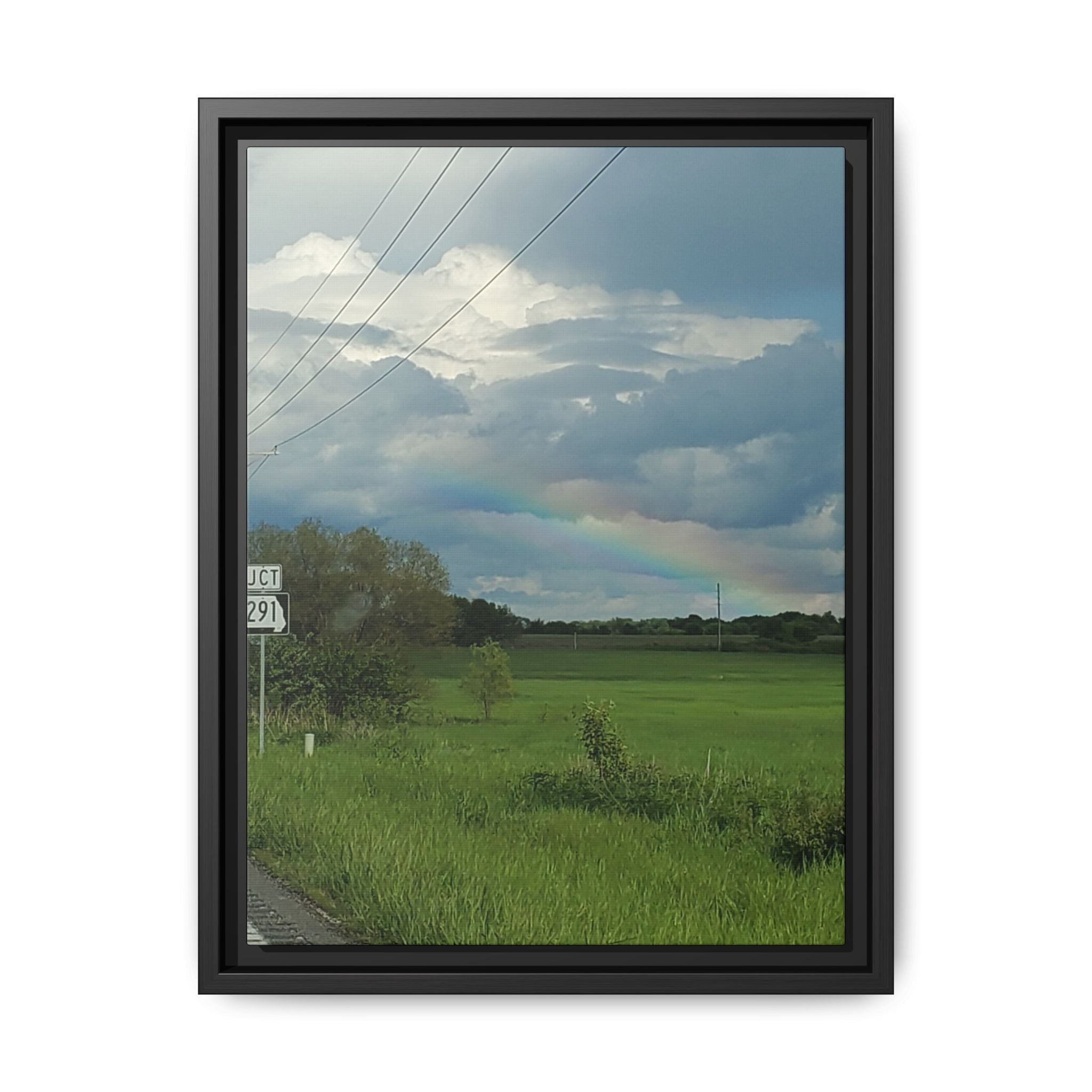 Rainbow Over Countryside Matte Canvas Framed