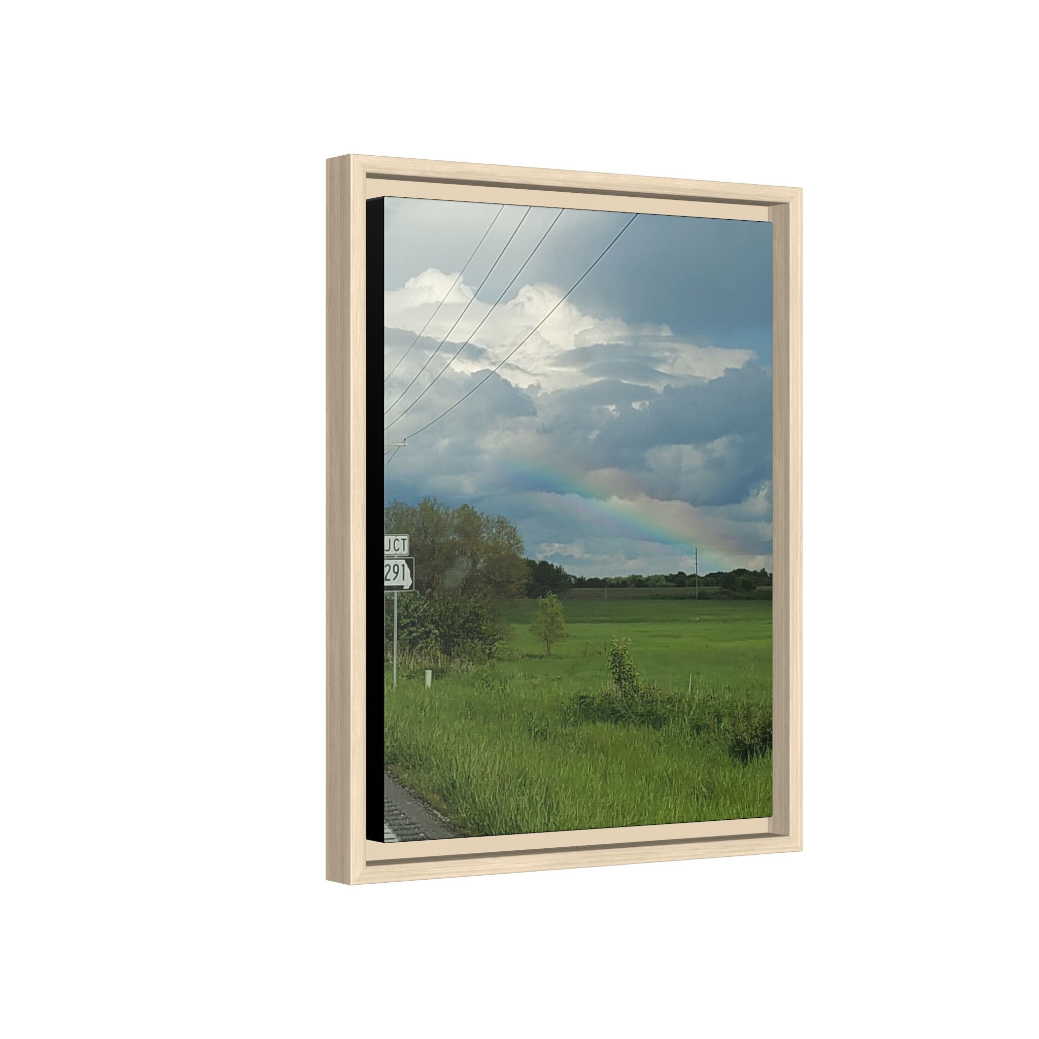 Rainbow Over Countryside Matte Canvas Framed
