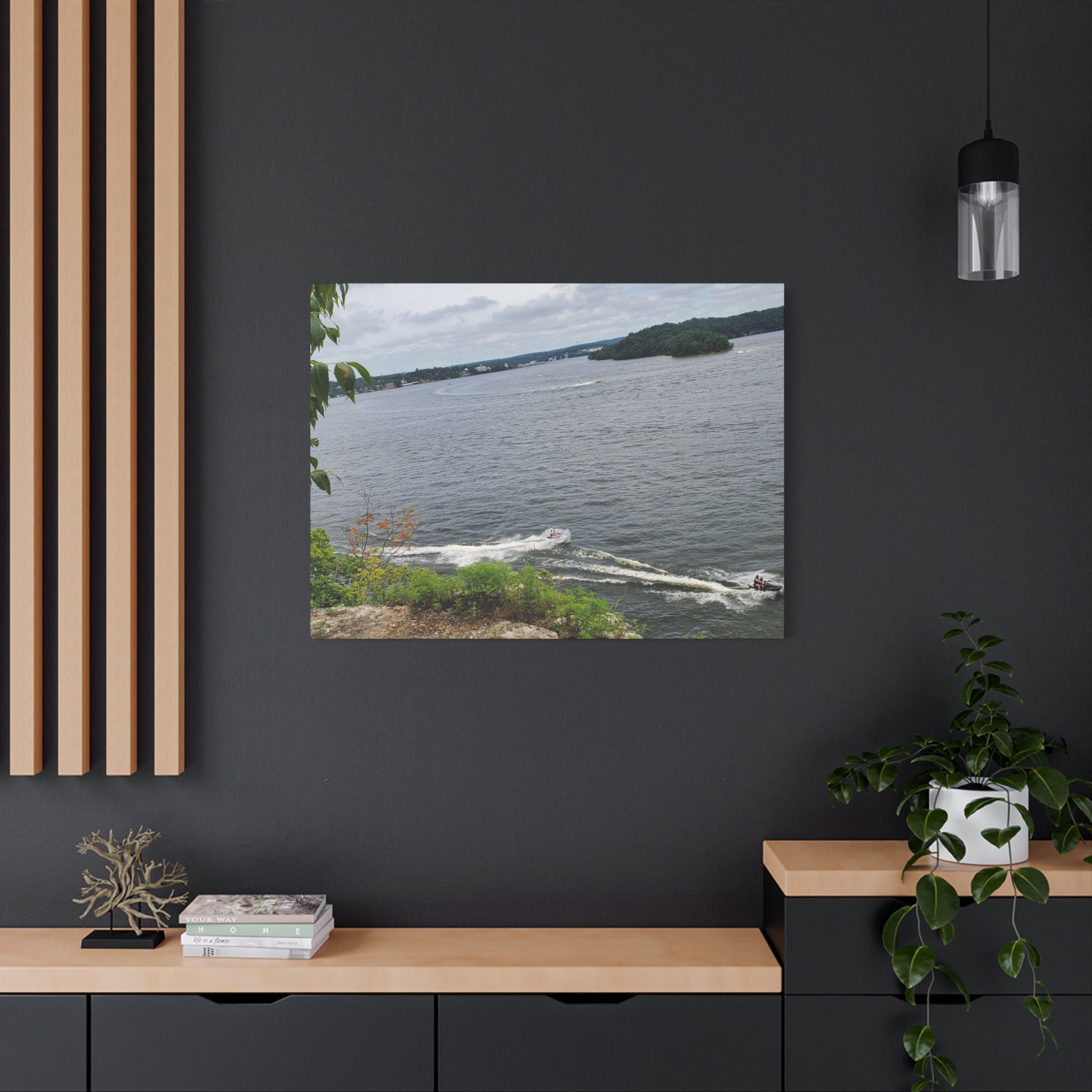 Lake View Speedboat Canvas