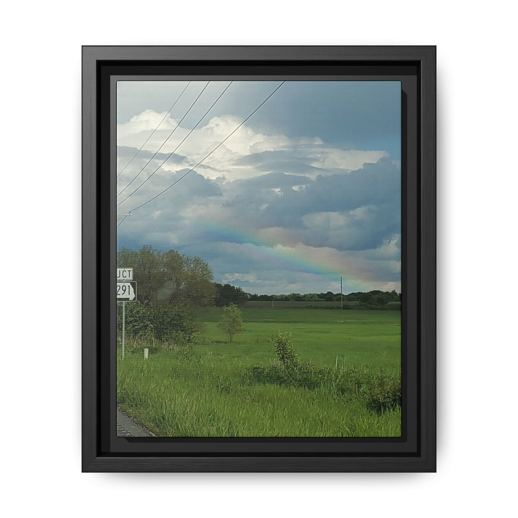 Rainbow Over Countryside Matte Canvas Framed