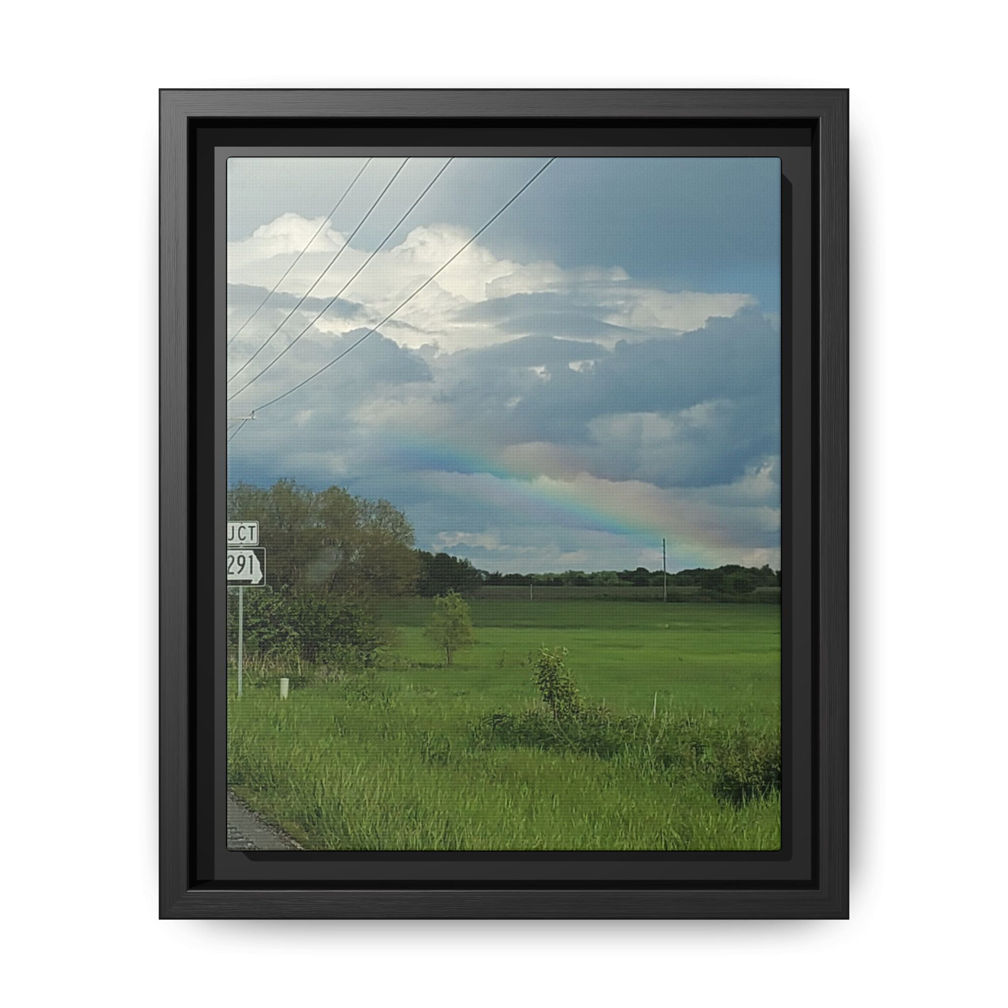 Rainbow Over Countryside Matte Canvas Framed