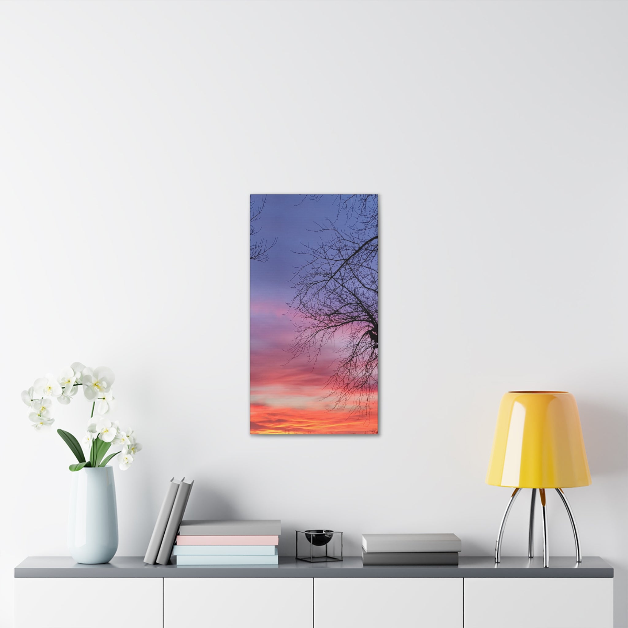 Sunset Sky with Silhouette Tree Canvas