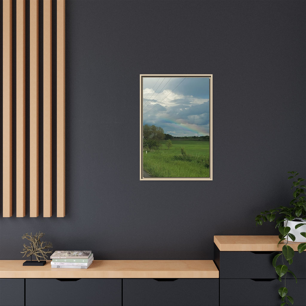 Rainbow Over Countryside Matte Canvas Framed