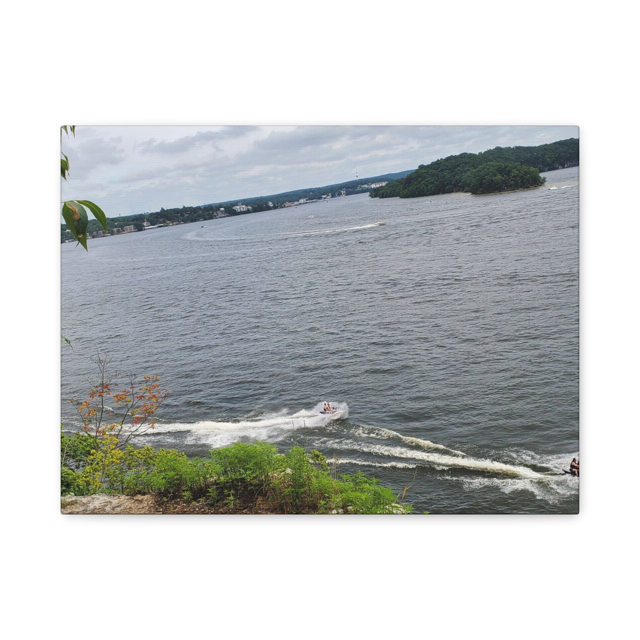 Lake View Speedboat Canvas