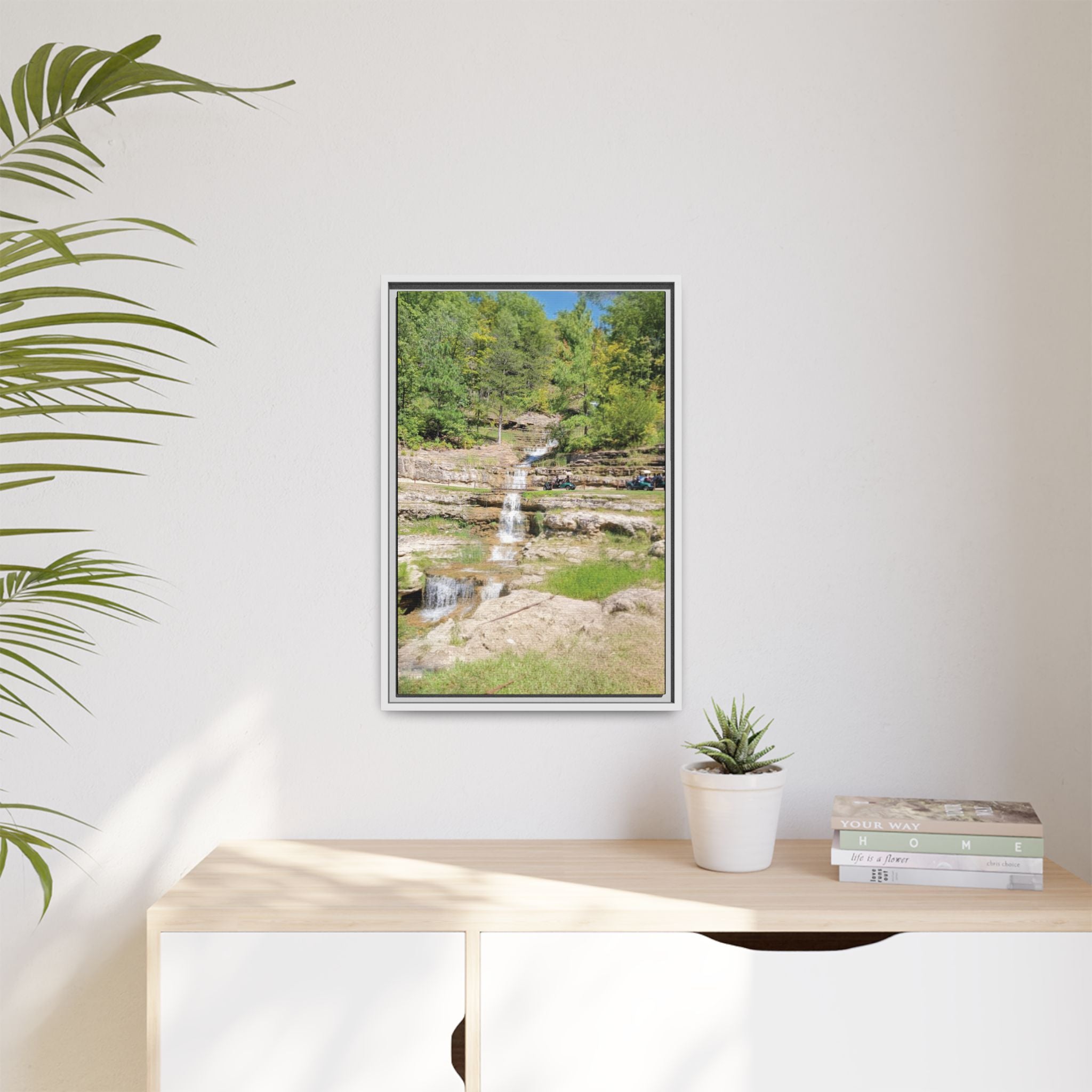 Waterfall Landscape Ozark Missouri Matte Canvas Framed Print