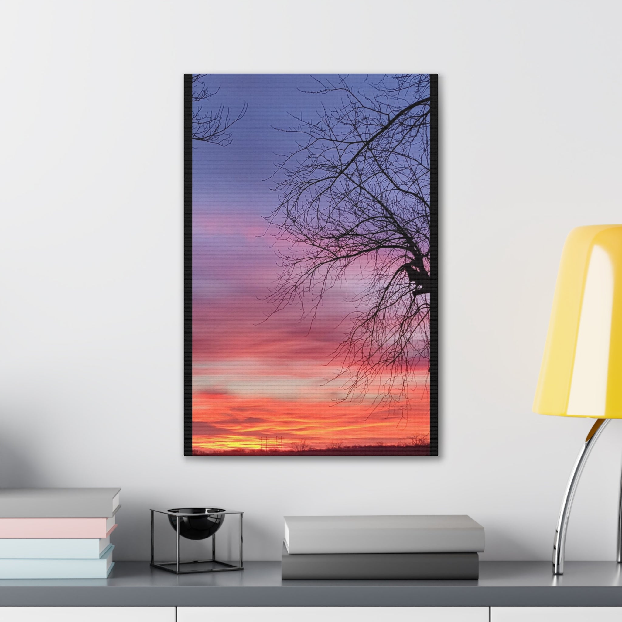 Sunset Sky with Silhouette Tree Canvas