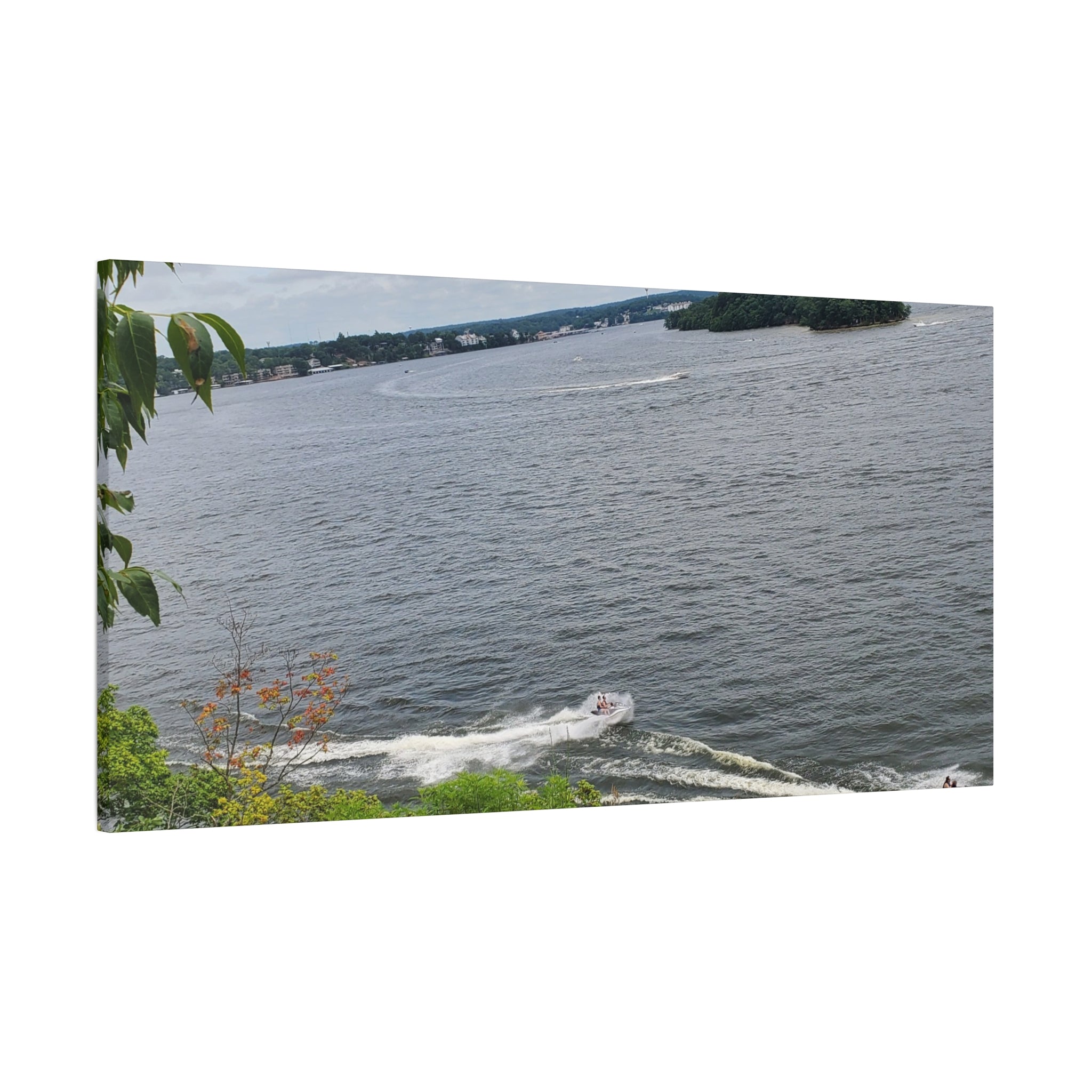 Lake View Speedboat Canvas