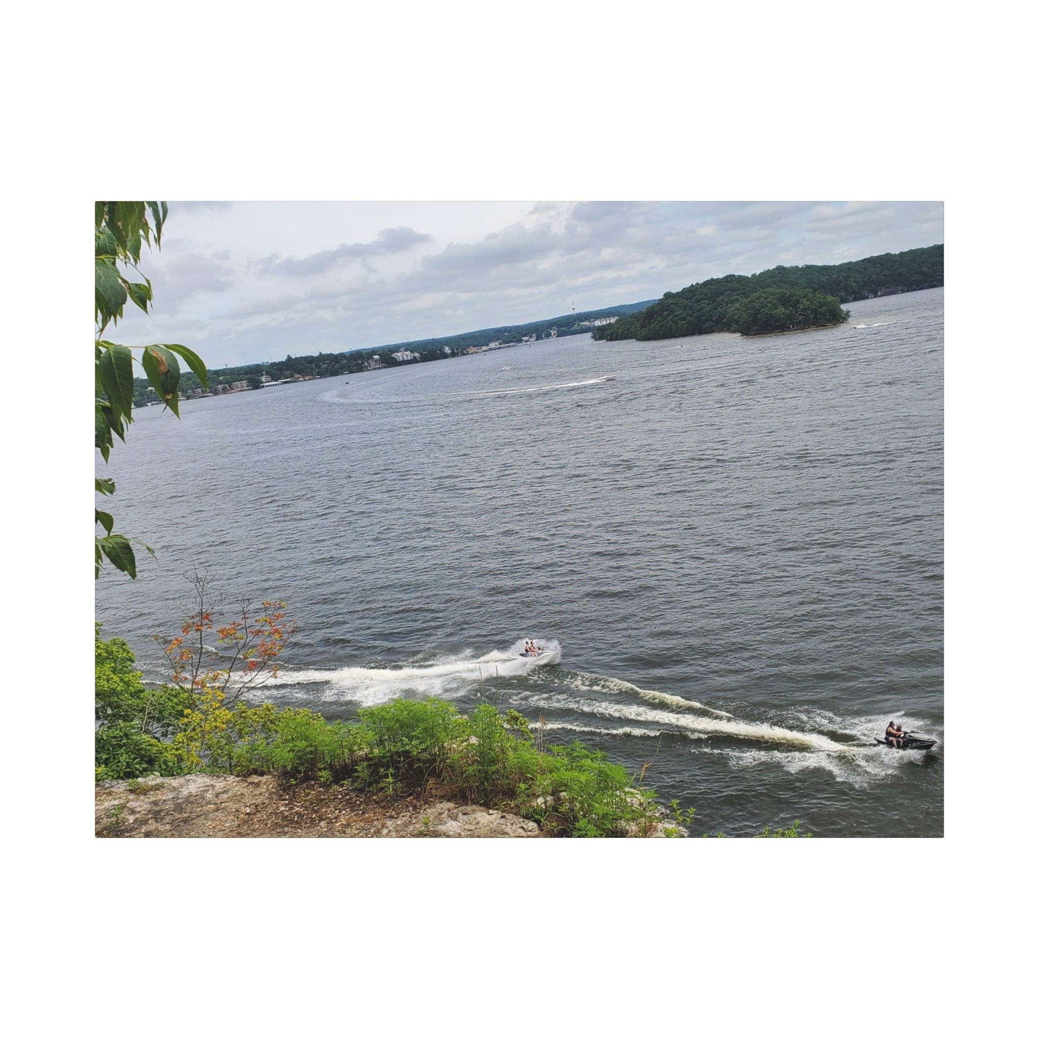 Lake View Speedboat Canvas
