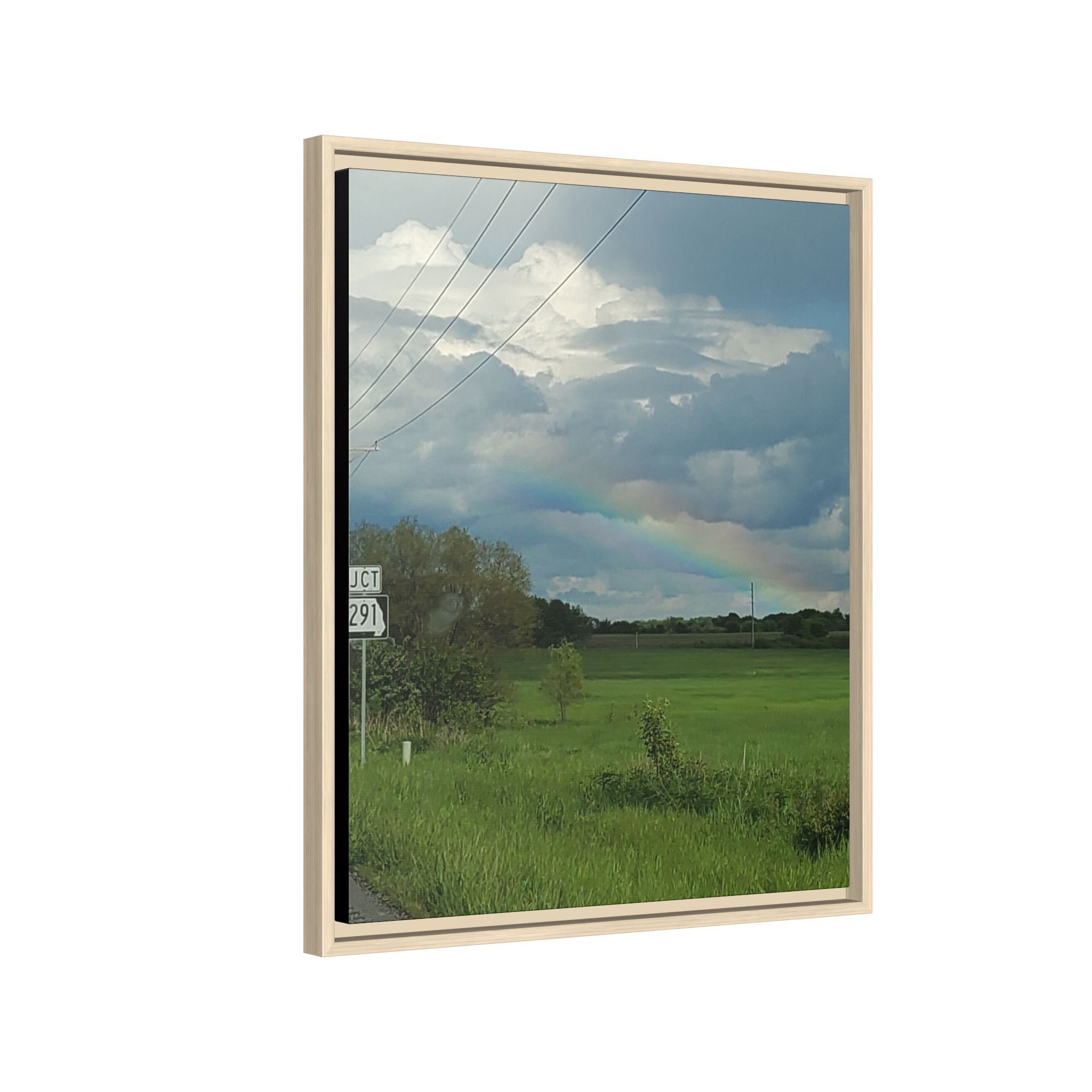 Rainbow Over Countryside Matte Canvas Framed