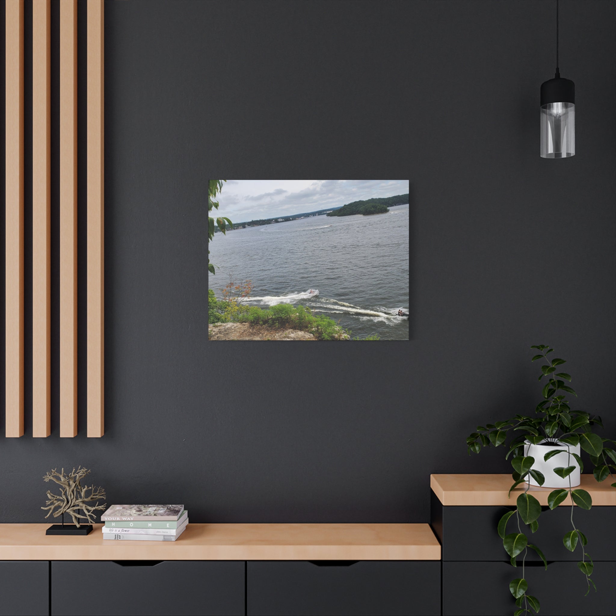 Lake View Speedboat Canvas
