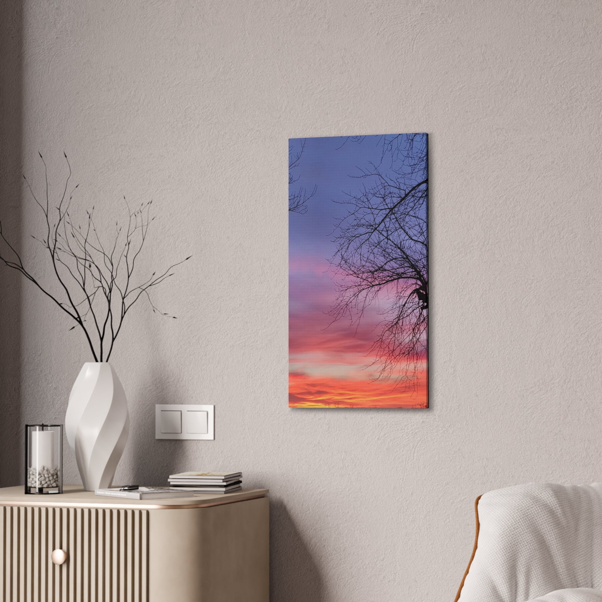 Sunset Sky with Silhouette Tree Canvas