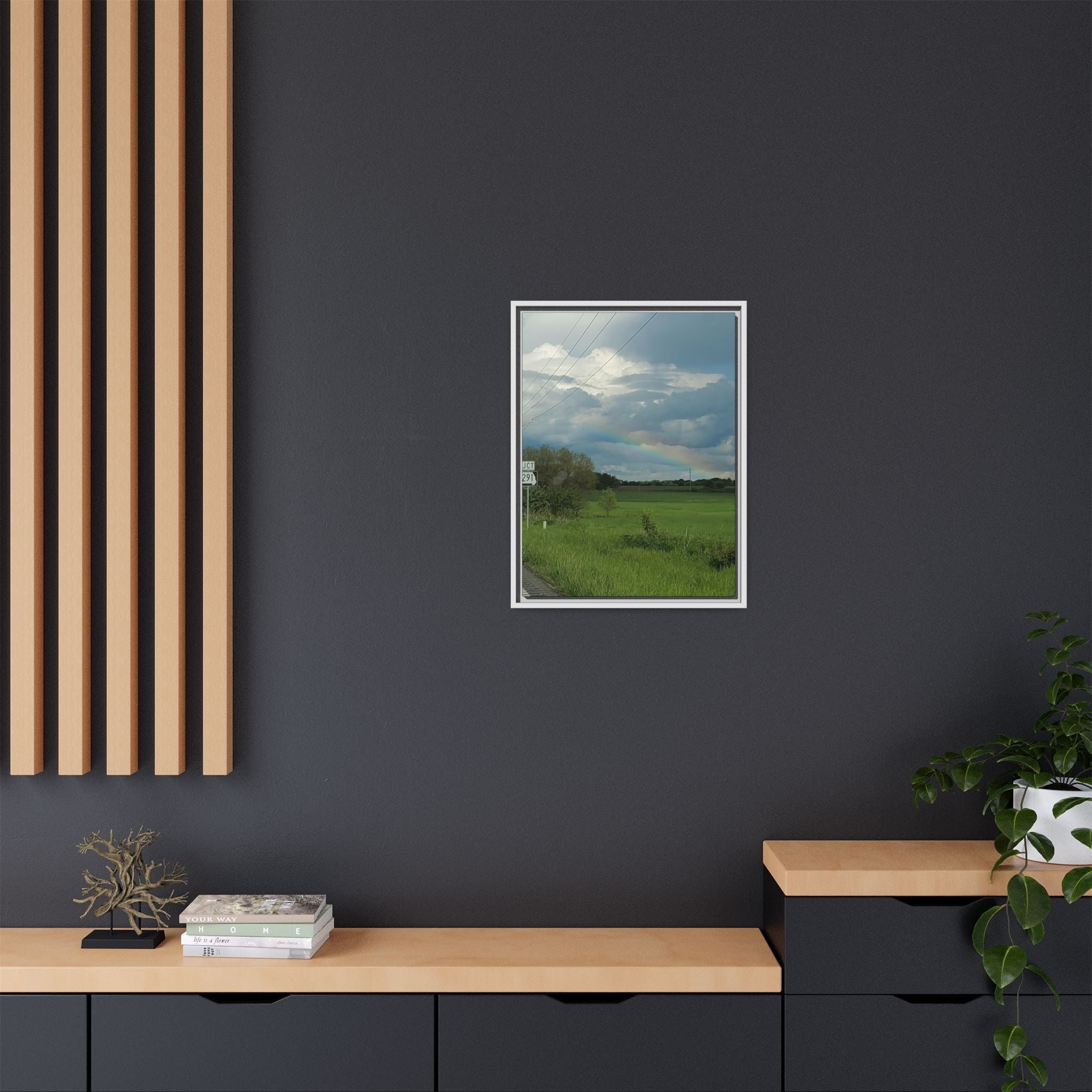 Rainbow Over Countryside Matte Canvas Framed