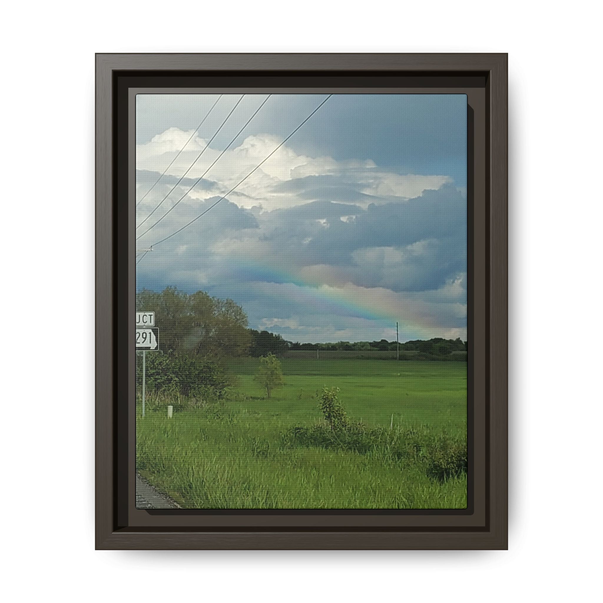 Rainbow Over Countryside Matte Canvas Framed