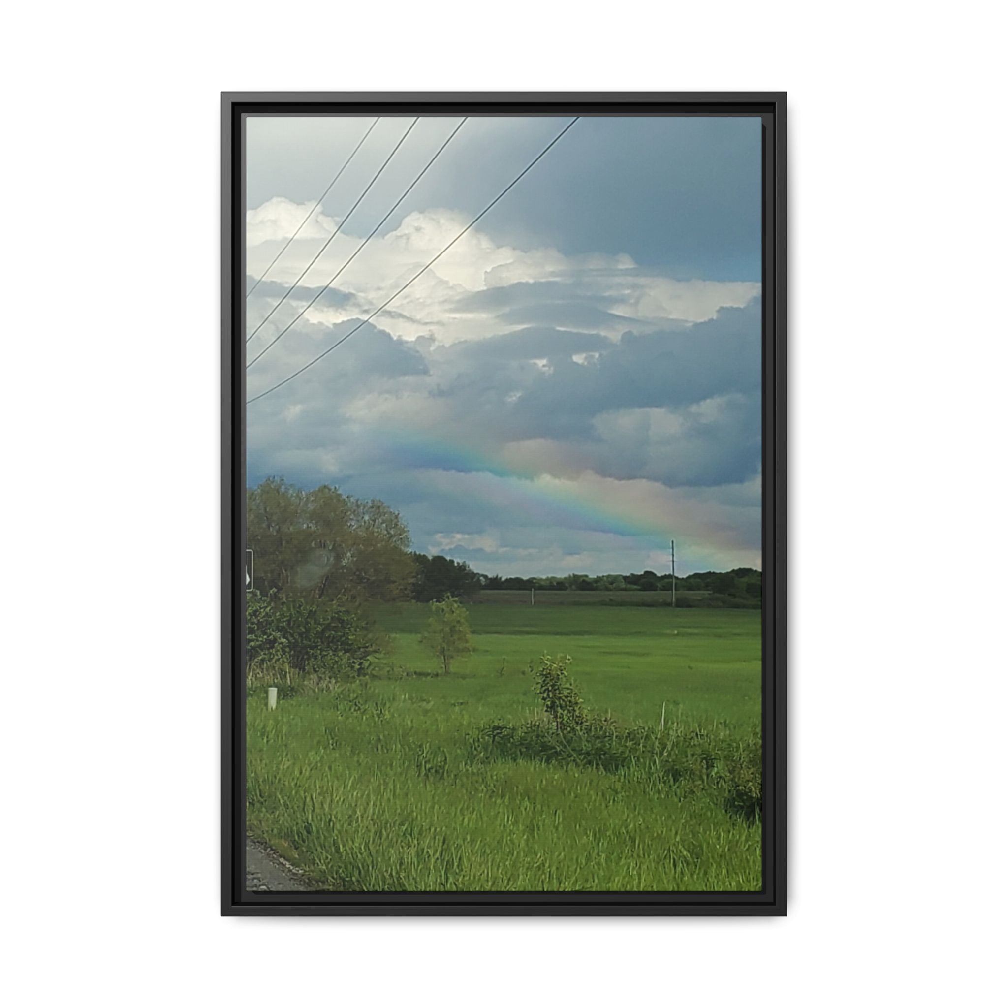 Rainbow Over Countryside Matte Canvas Framed
