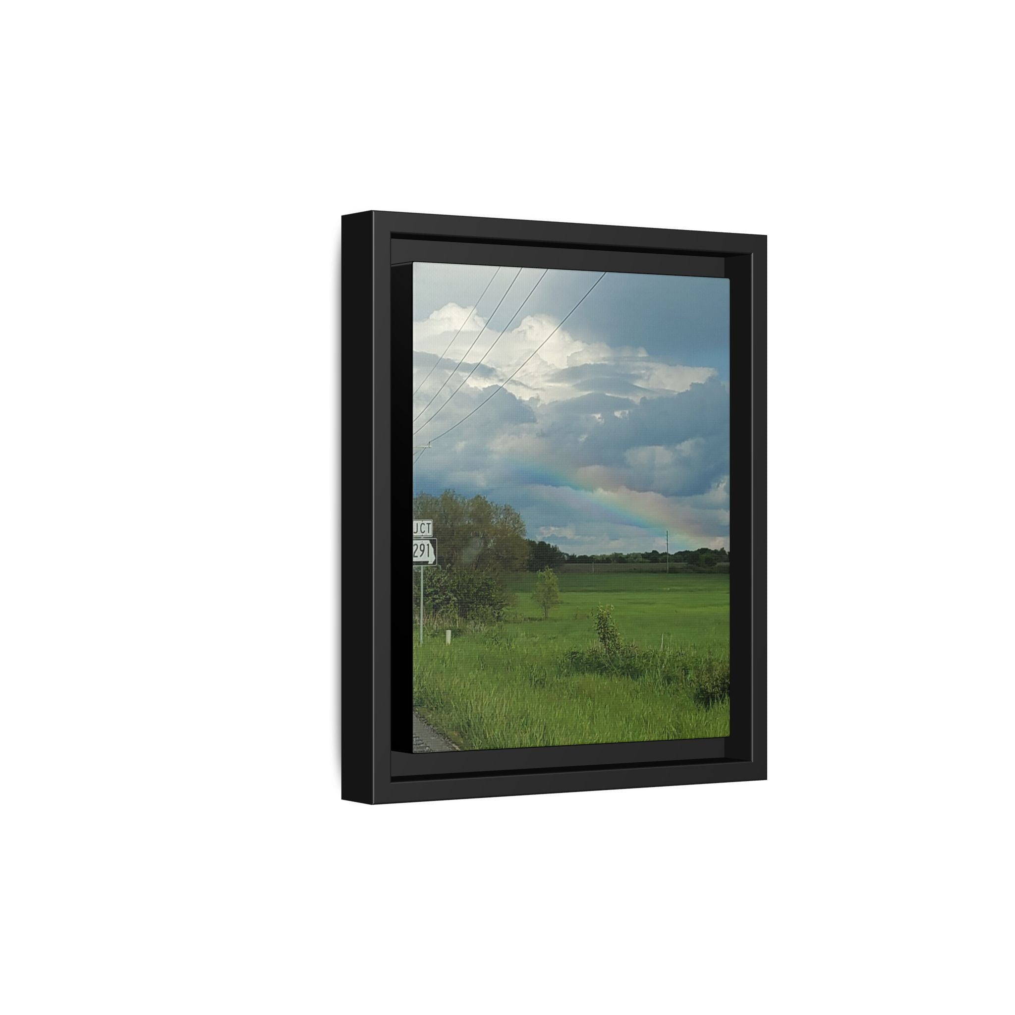 Rainbow Over Countryside Matte Canvas Framed