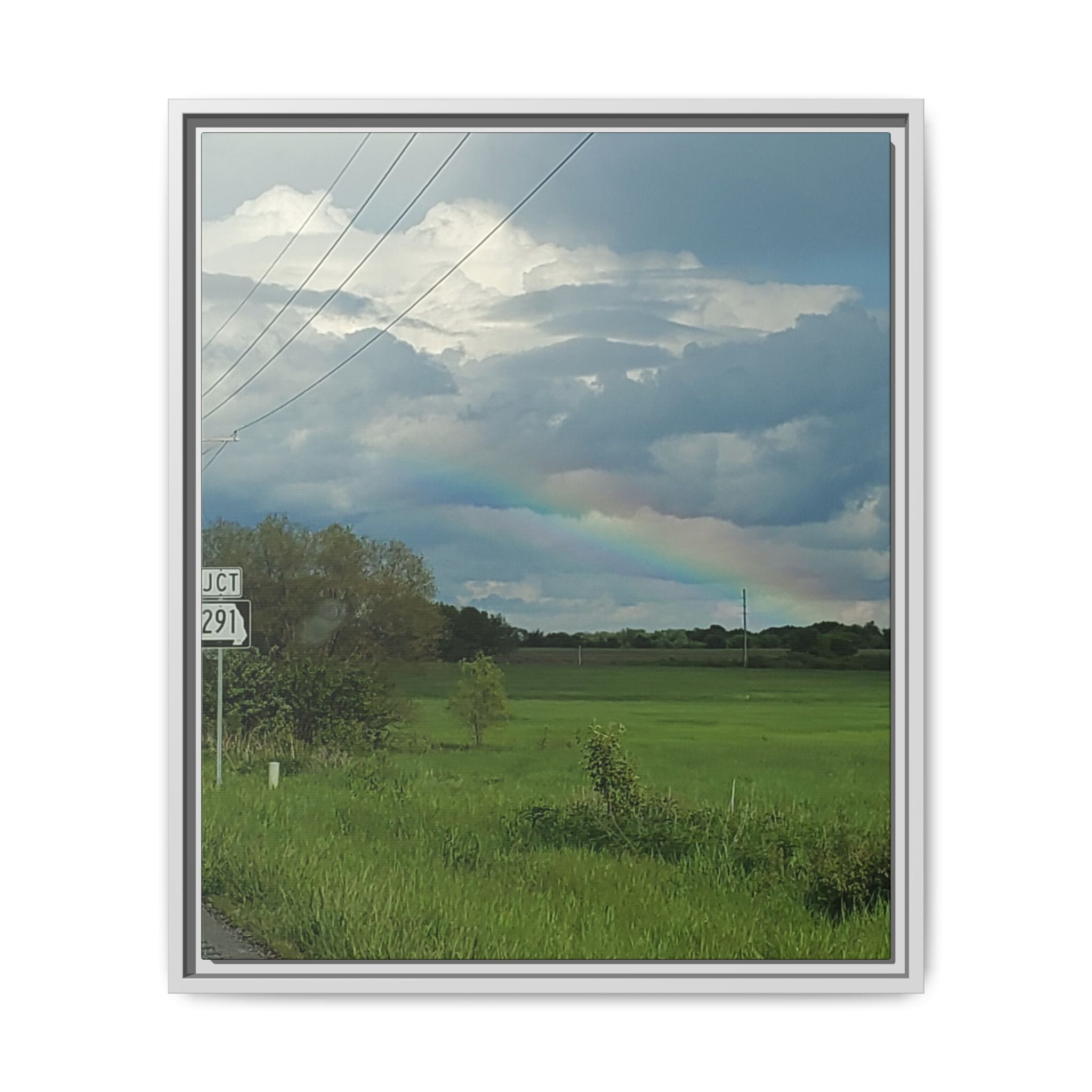 Rainbow Over Countryside Matte Canvas Framed