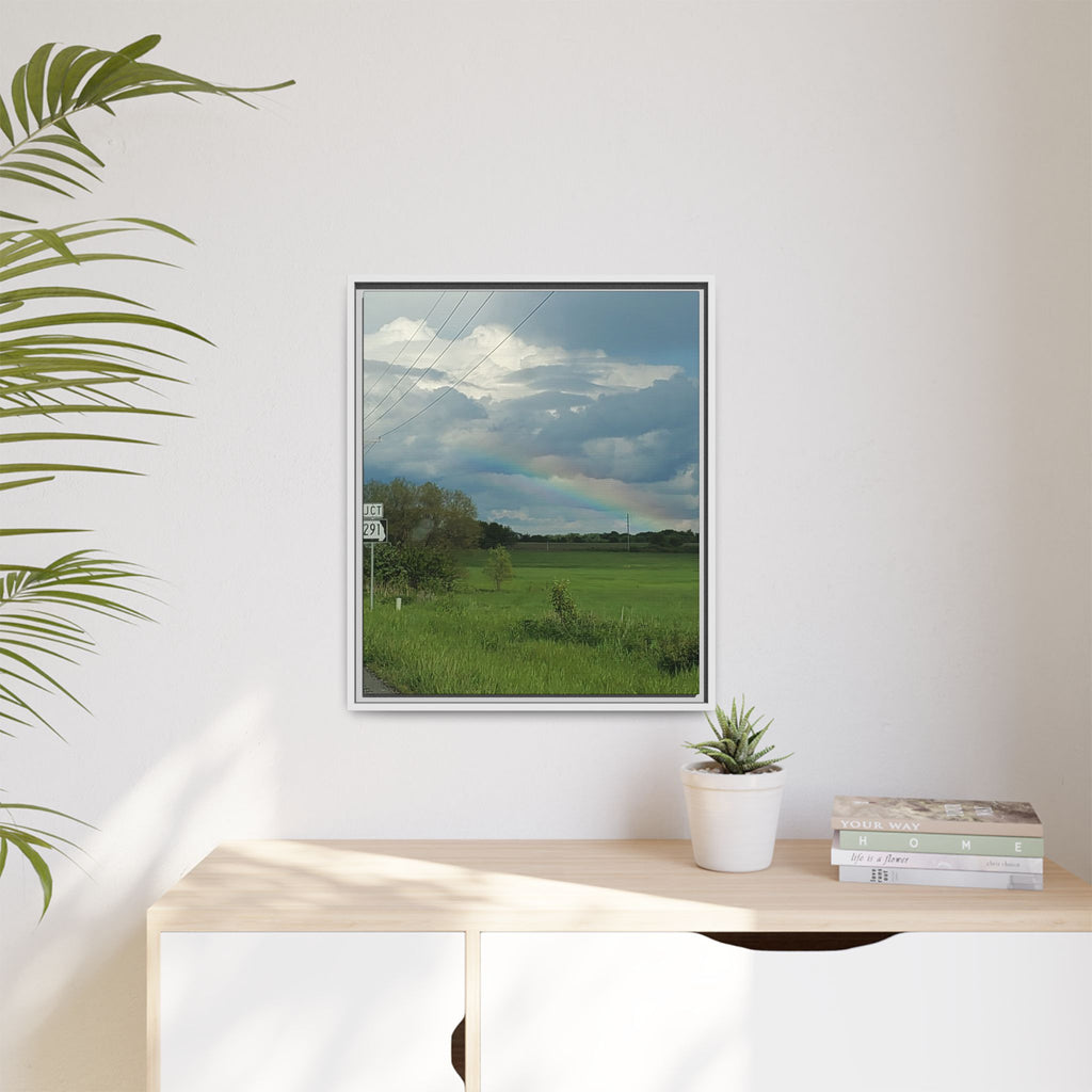 Rainbow Over Countryside Matte Canvas Framed