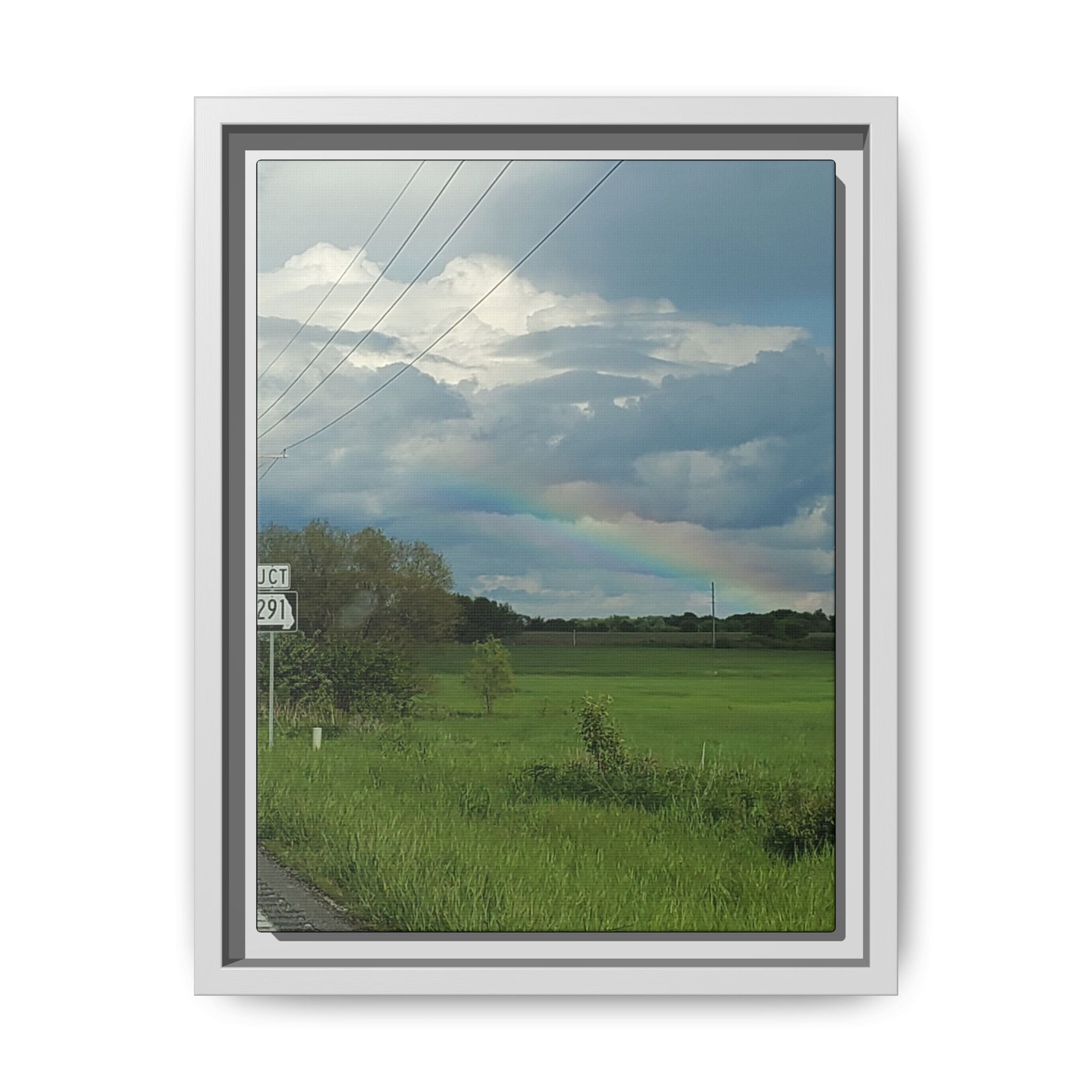 Rainbow Over Countryside Matte Canvas Framed