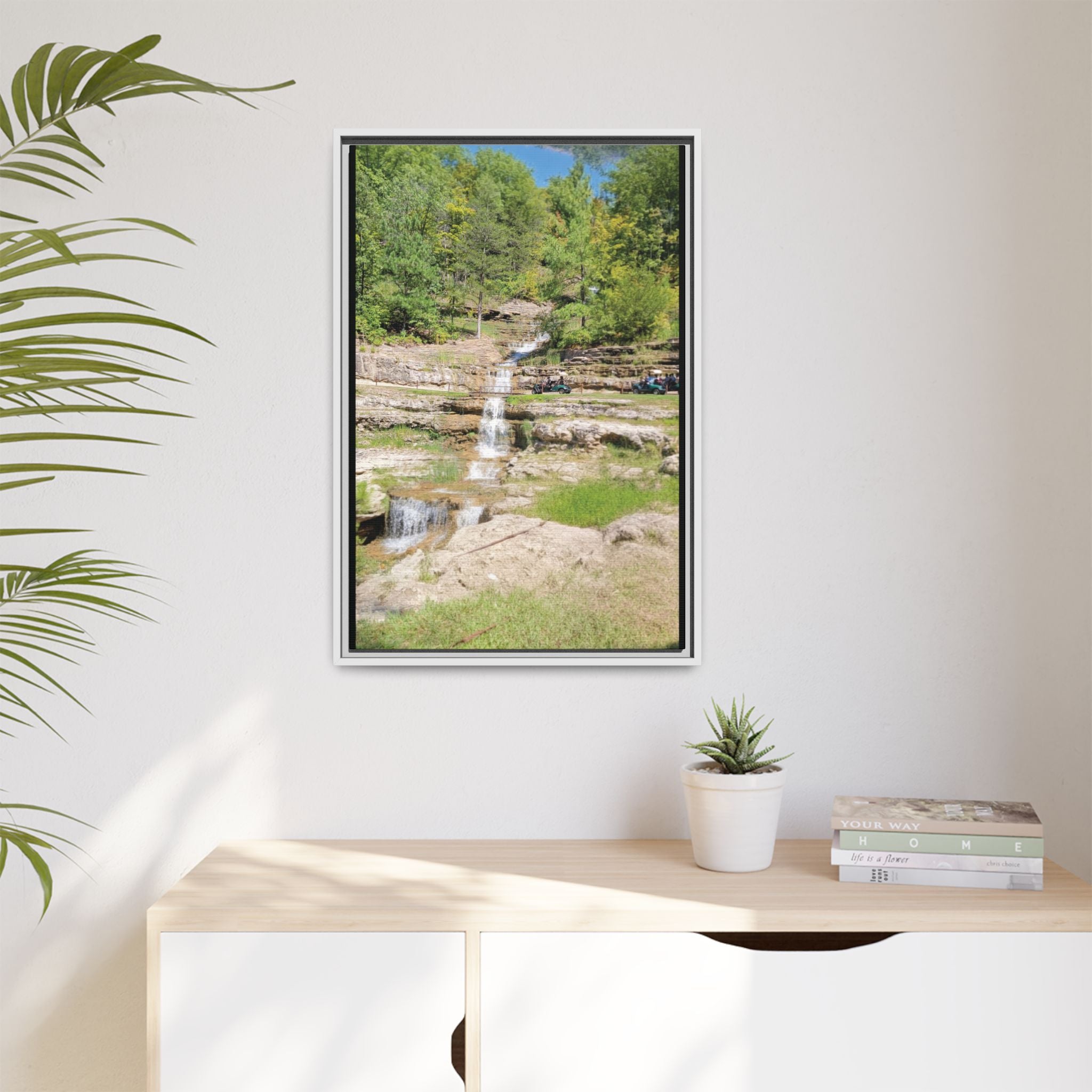 Waterfall Landscape Ozark Missouri Matte Canvas Framed Print