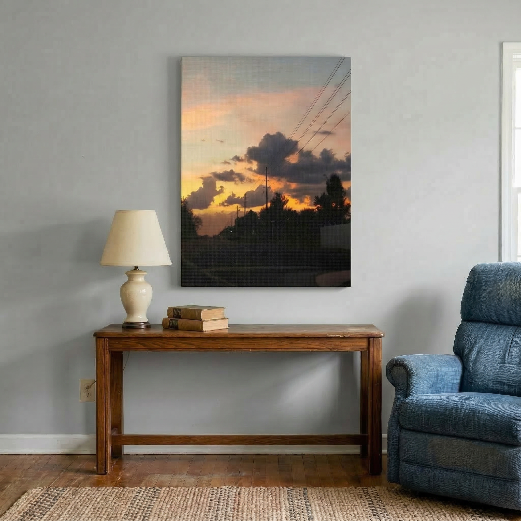 Sunset Cloudscape Canvas | Warm Sky, Silhouette Road Scene