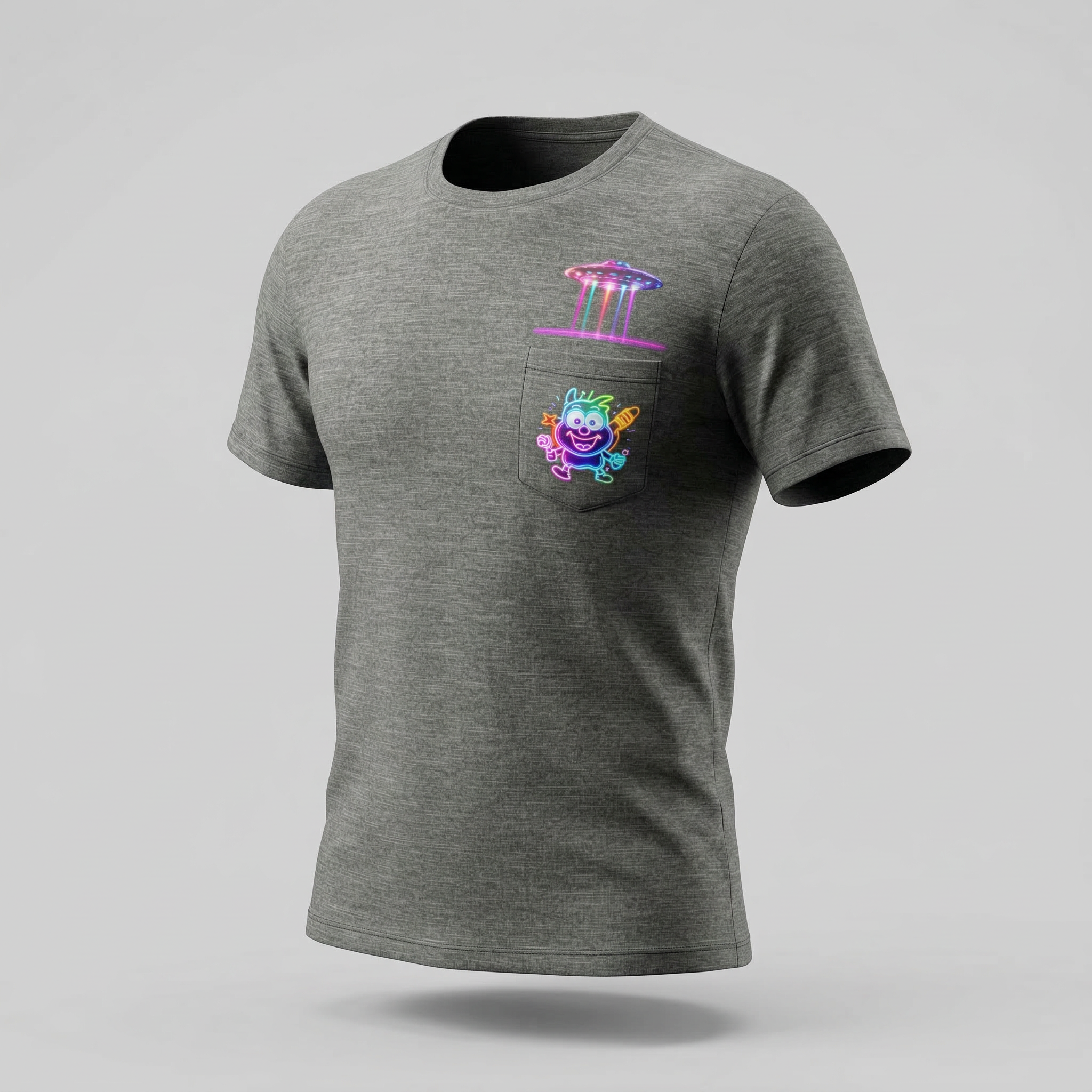 Neon Alien Character Pocket Tee | T-Shirt