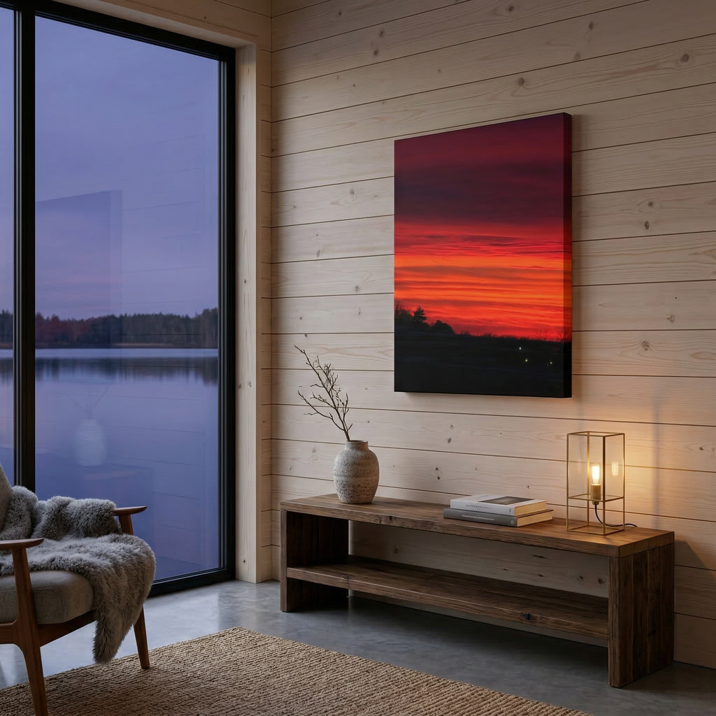 Sunset Sky Canvas Red Orange Horizon Wall Art