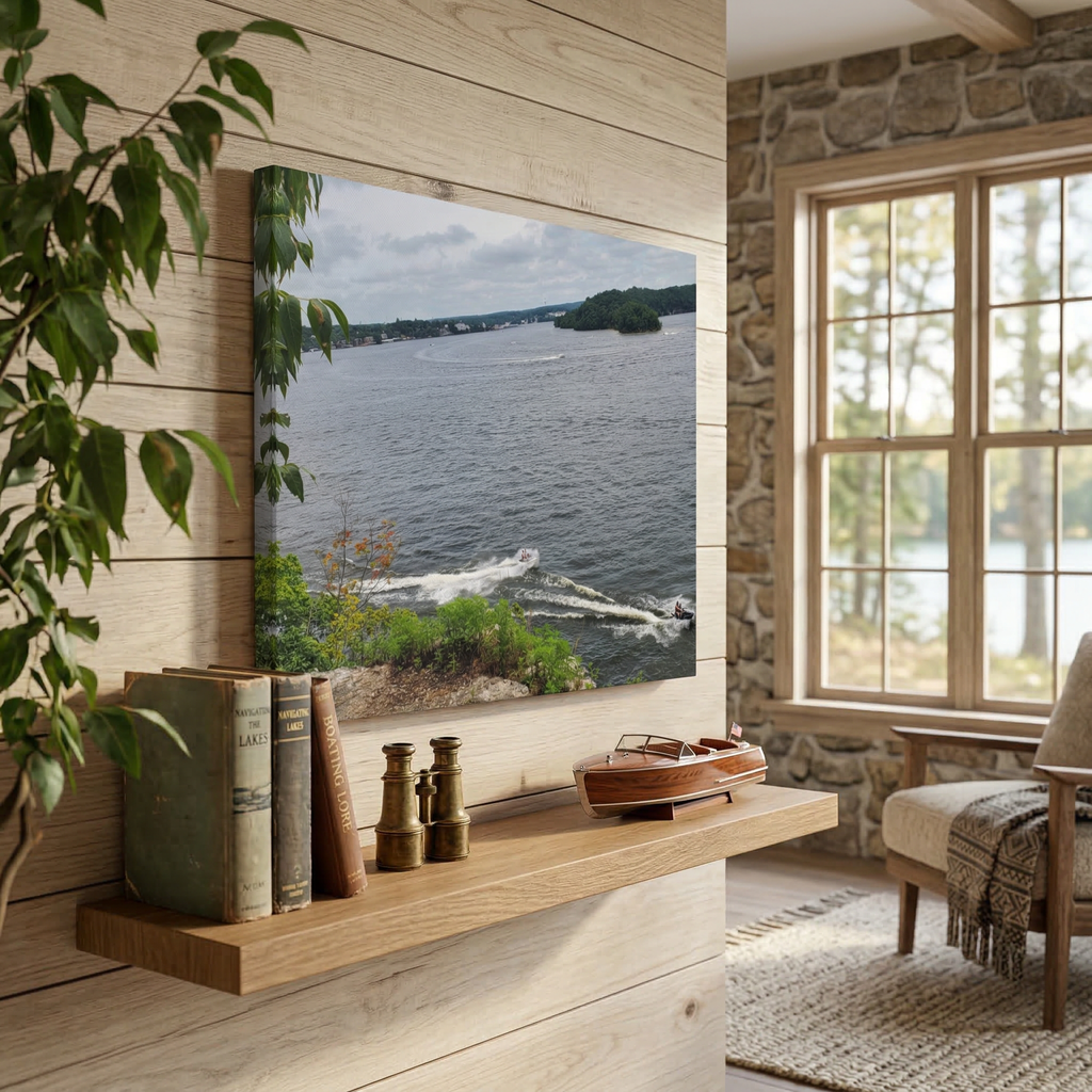 Lake View Speedboat Canvas