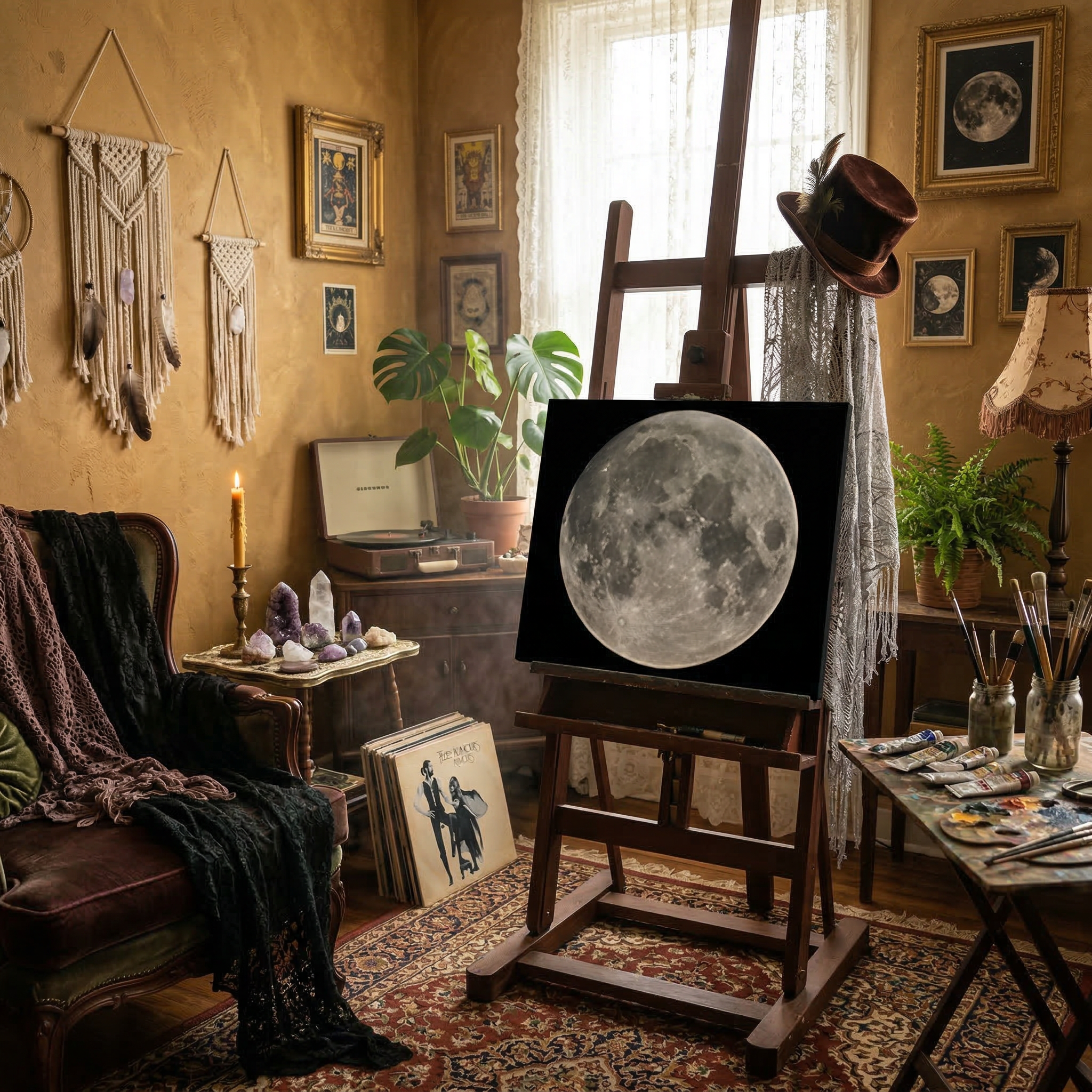 Full Moon Matte Stretched Canvas