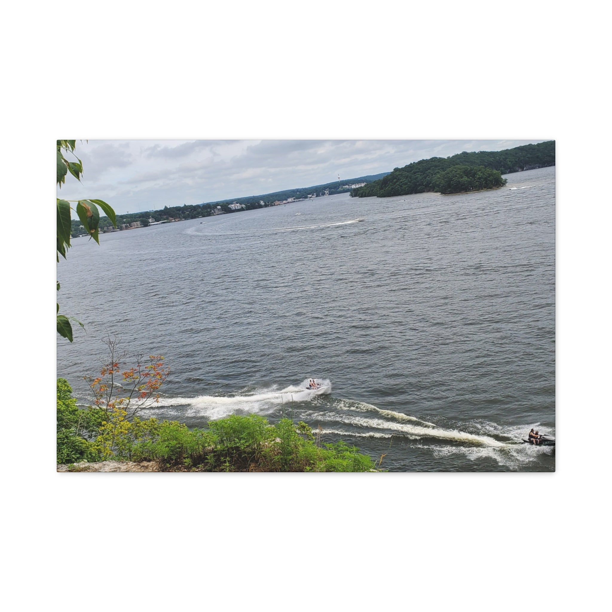 Lake View Speedboat Canvas