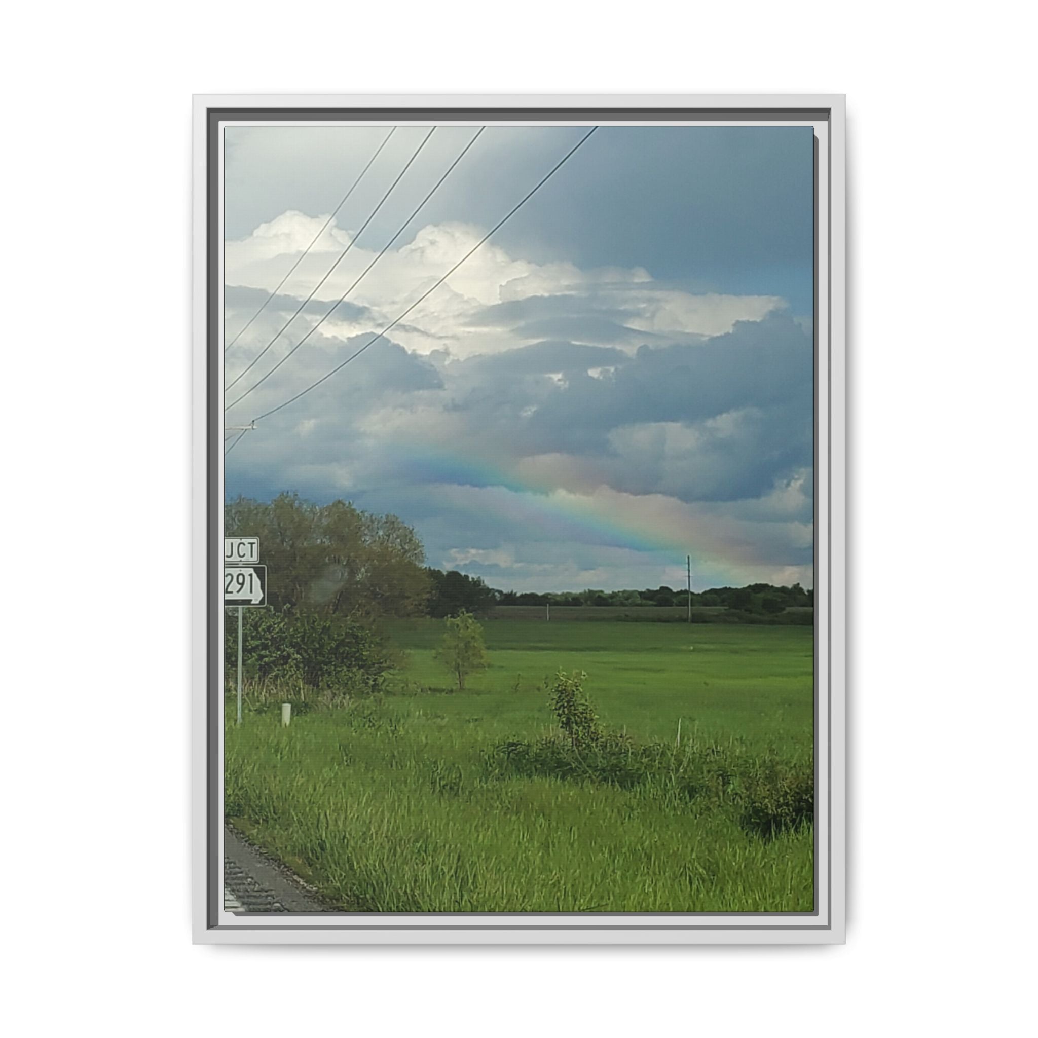 Rainbow Over Countryside Matte Canvas Framed