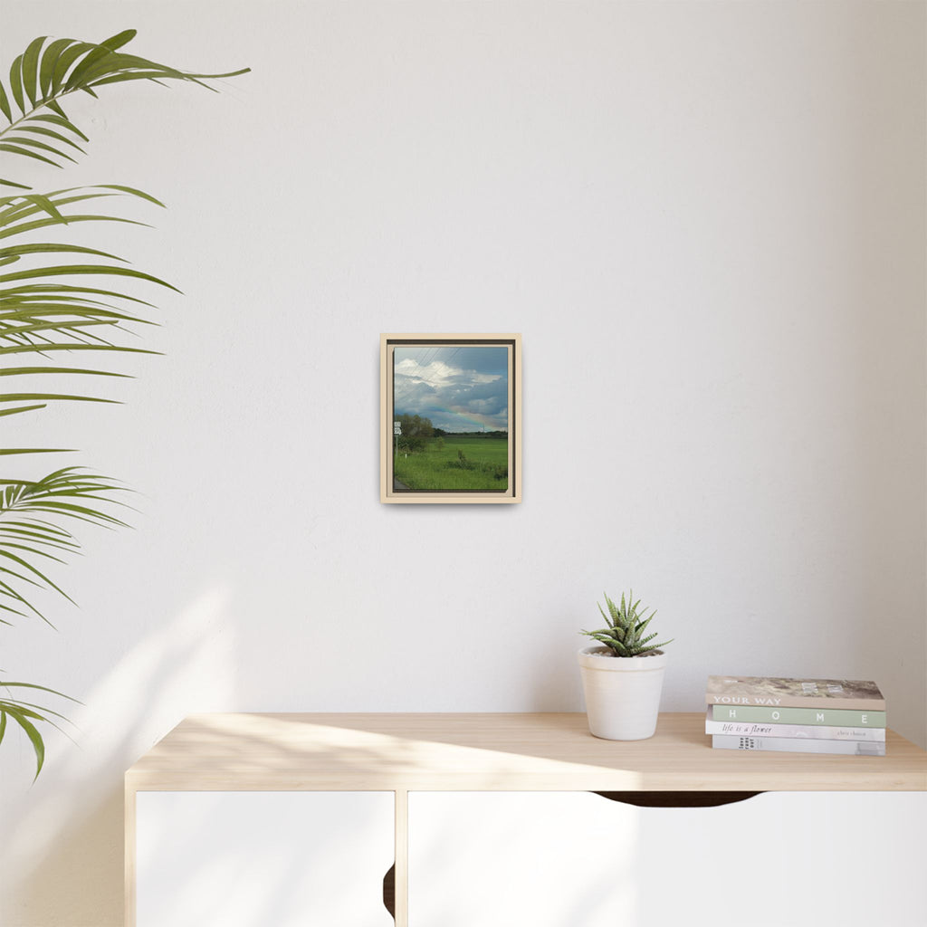 Rainbow Over Countryside Matte Canvas Framed