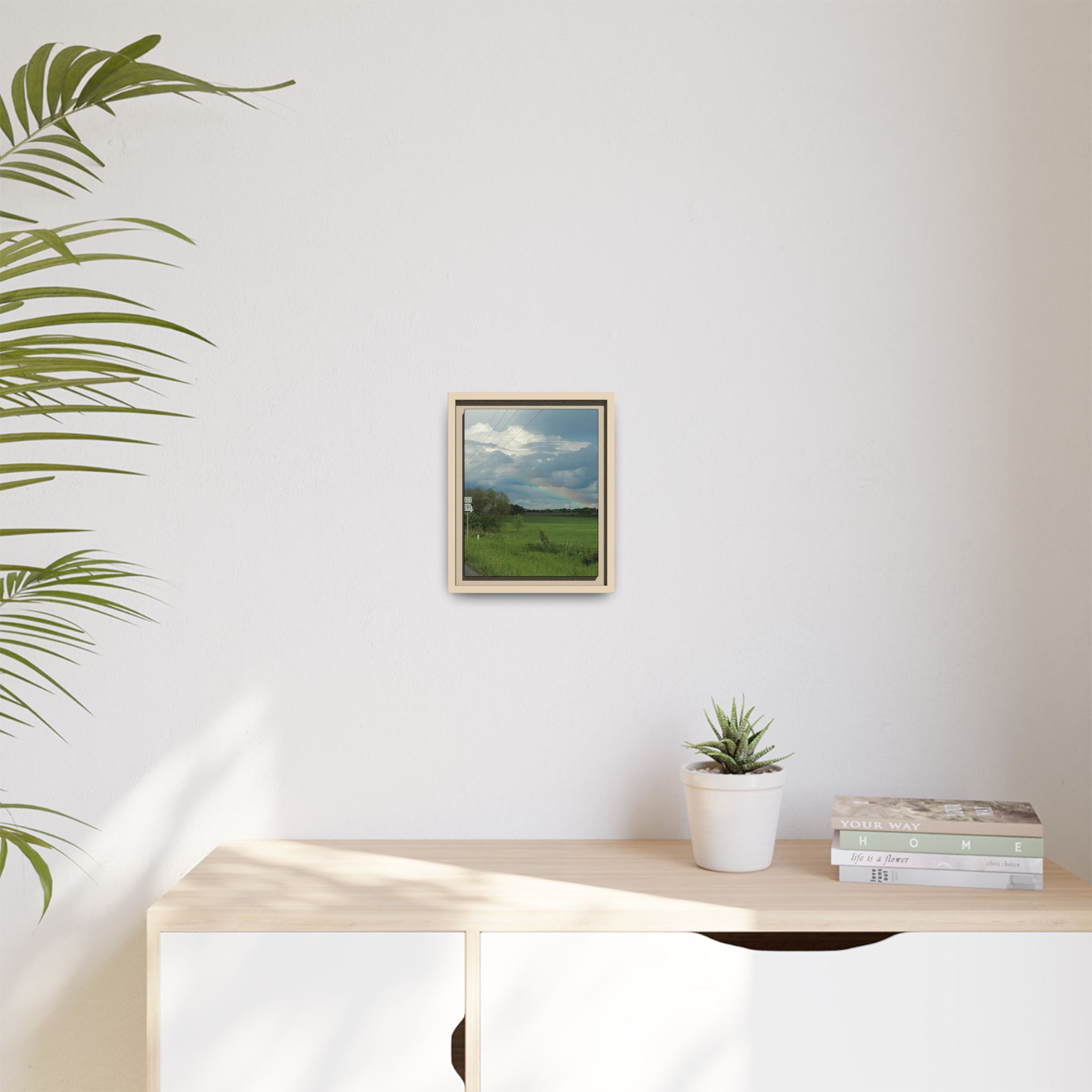 Rainbow Over Countryside Matte Canvas Framed