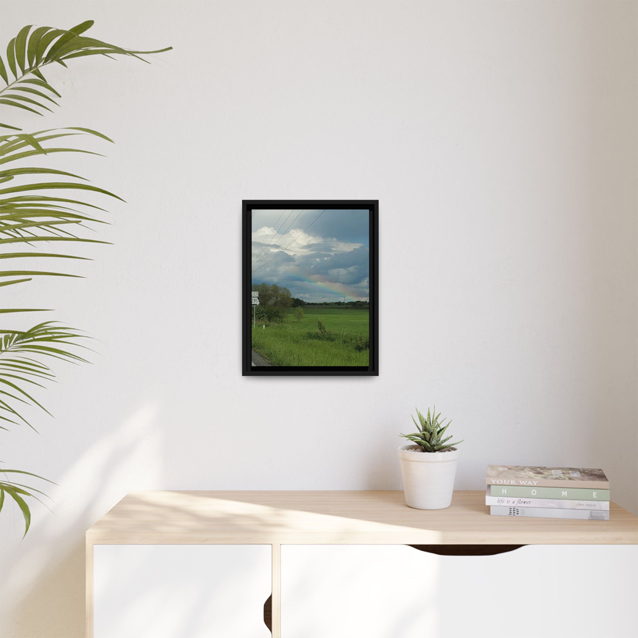 Rainbow Over Countryside Matte Canvas Framed