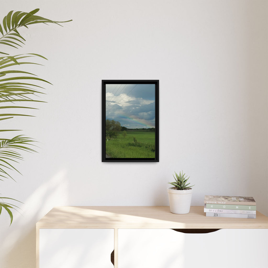 Rainbow Over Countryside Matte Canvas Framed