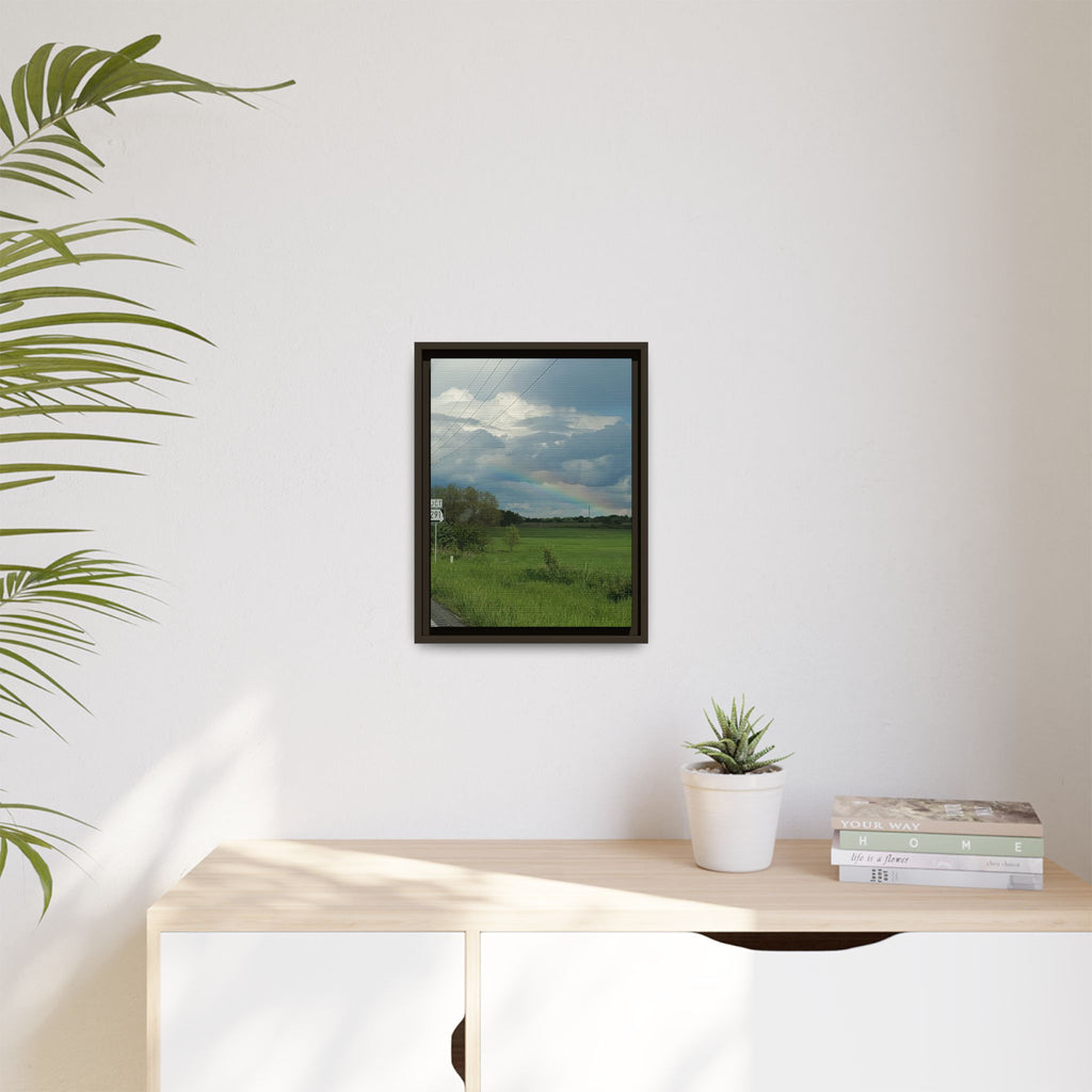 Rainbow Over Countryside Matte Canvas Framed
