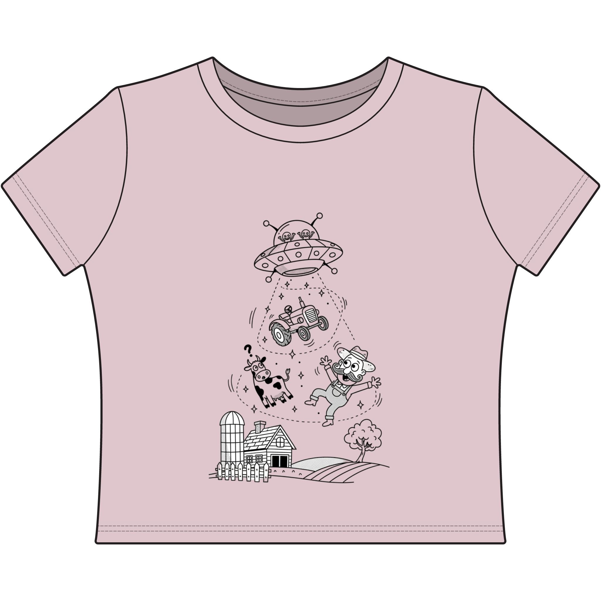 Alien cow abduction crop tee
