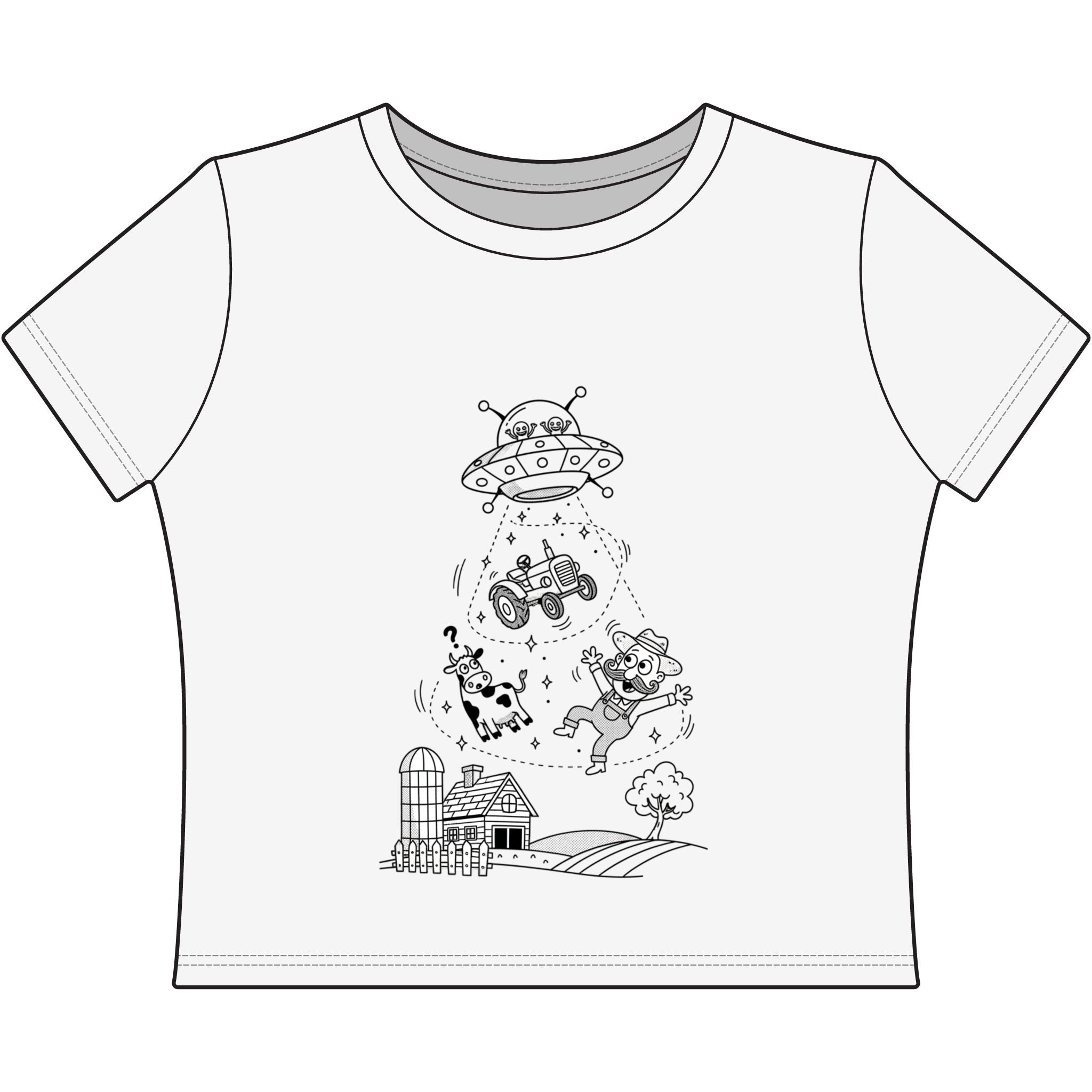 Alien cow abduction crop tee
