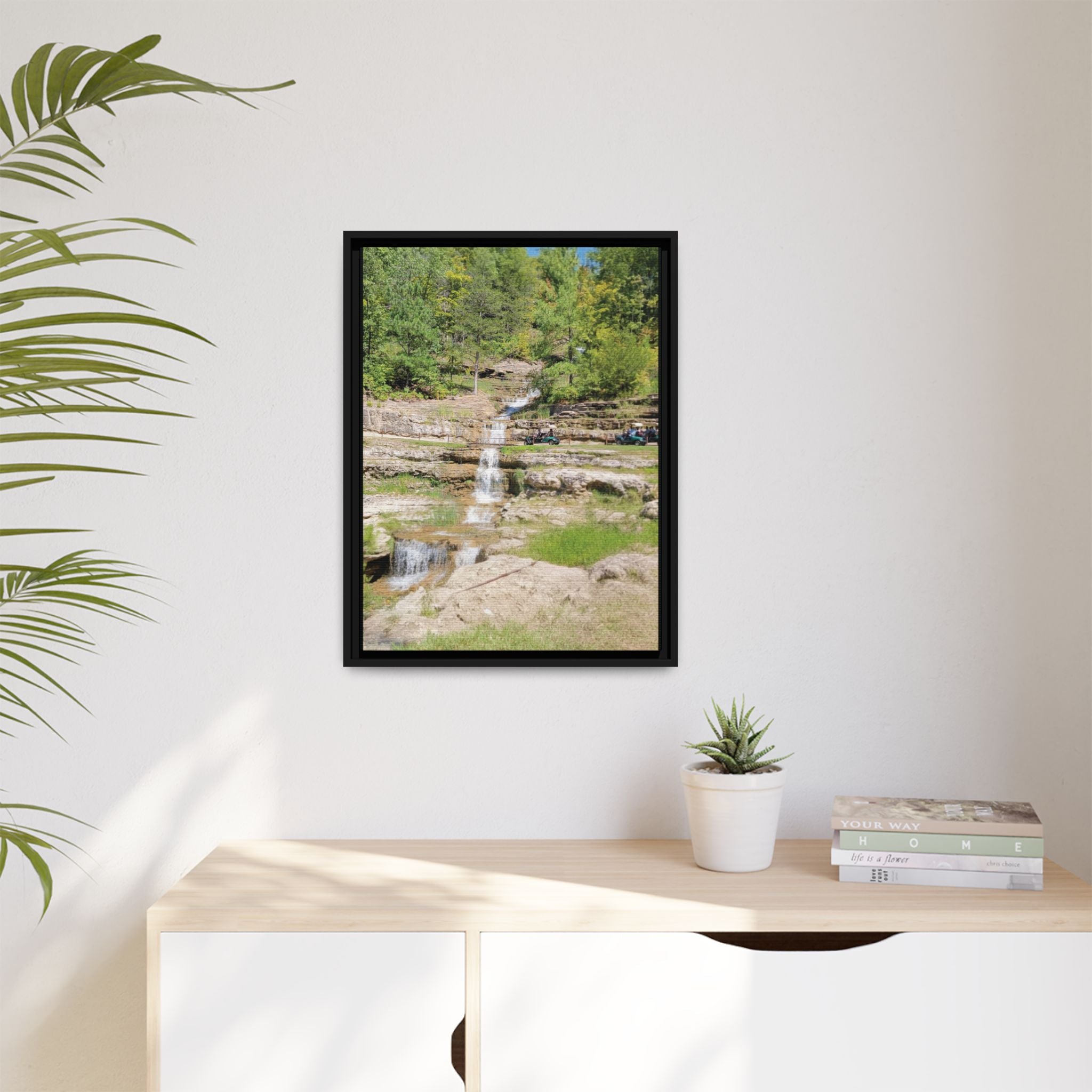 Waterfall Landscape Ozark Missouri Matte Canvas Framed Print