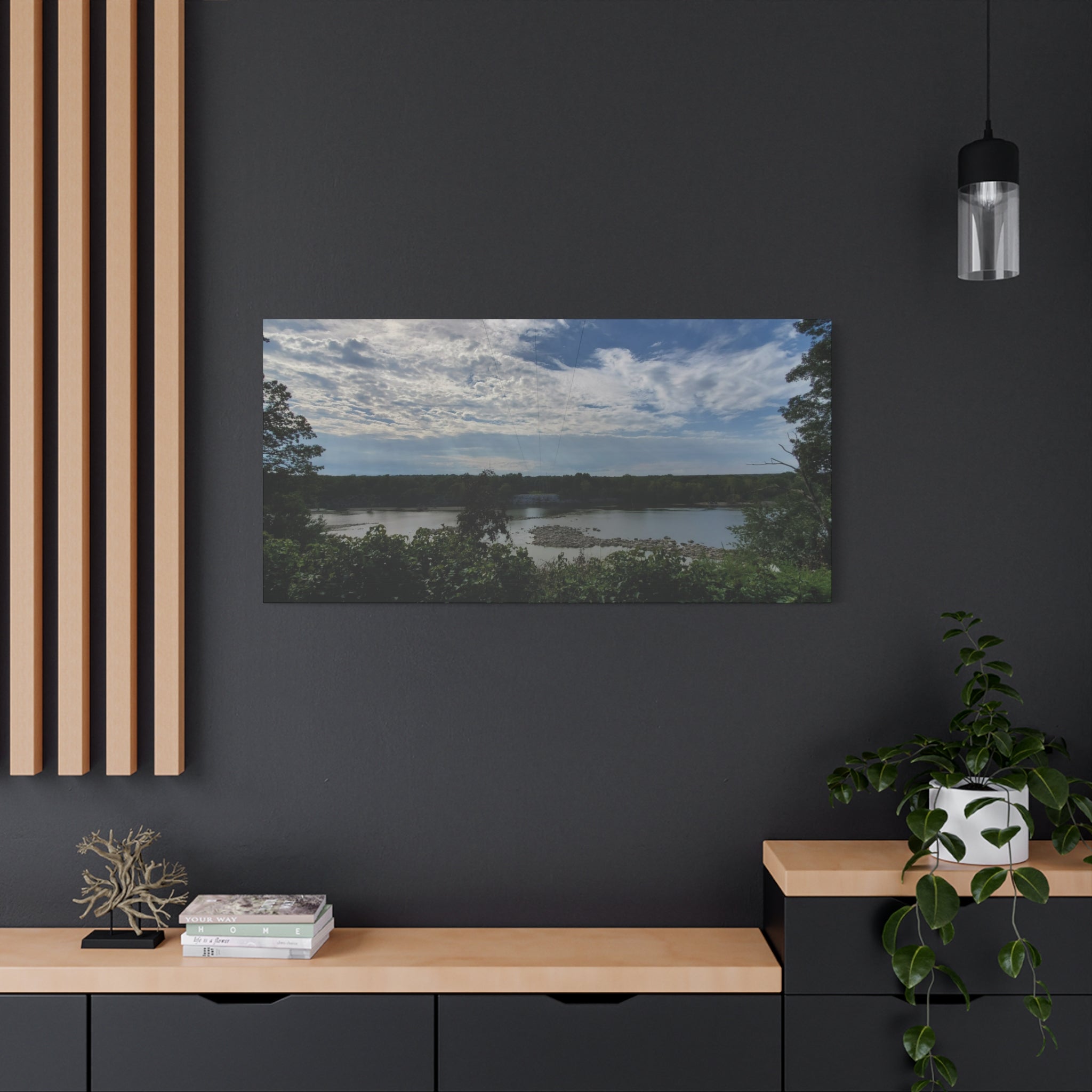 River Landscape, Disney, OK., Neosho River Matte Canvas