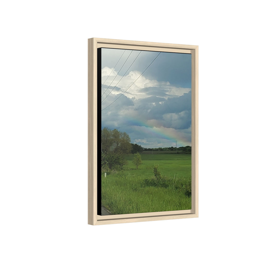 Rainbow Over Countryside Matte Canvas Framed